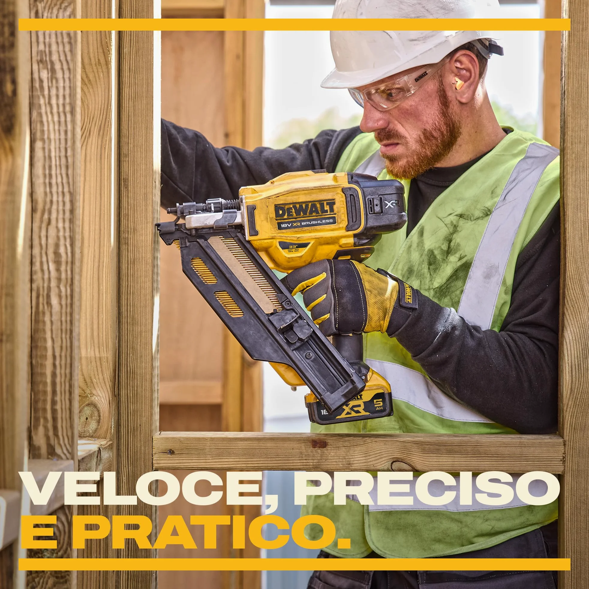 DEWALT 18V XR Chiodatrice per Strutture Brushless di Nuova Generazione, solo utensile, DCN950N-XJ