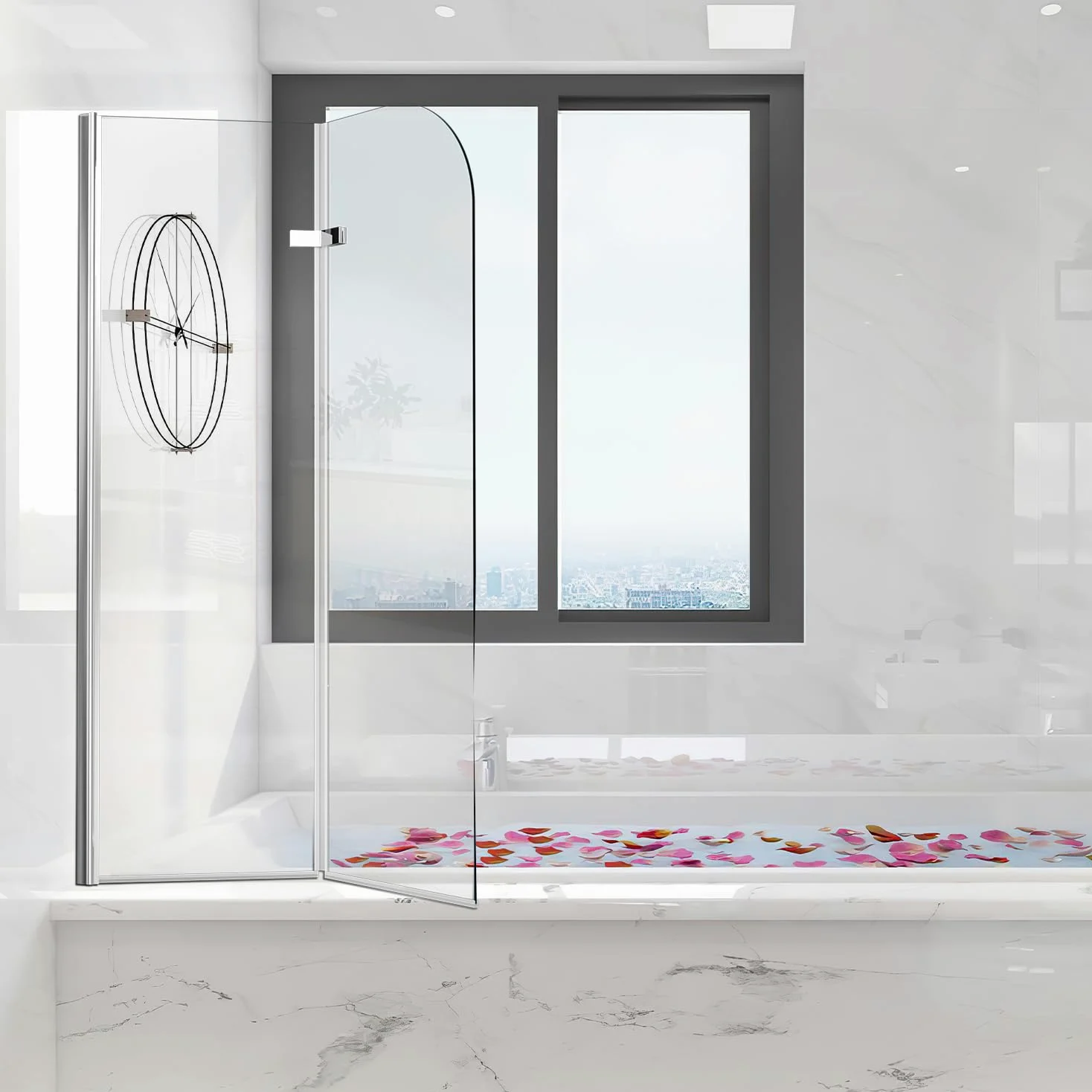 Parete per vasca da bagno, 100x140 cm 2 pezzi Pieghevole Parete doccia per vasca da bagno, vetro di sicurezza ESG da 6 mm, Parete vasca da bagno argento trasparente, Parete vasca in vetro con