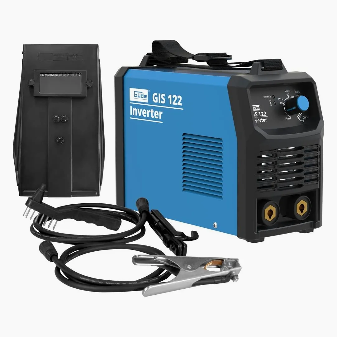 Güde Saldatrice Inverter GIS 122 (230 V, 16,7 W di potenza inattiva, 3,6 kVA max. di alimentazione, 10 – 120 A, corrente di saldatura, con supporto per elettrodi, morsetto di massa, martello di scorie