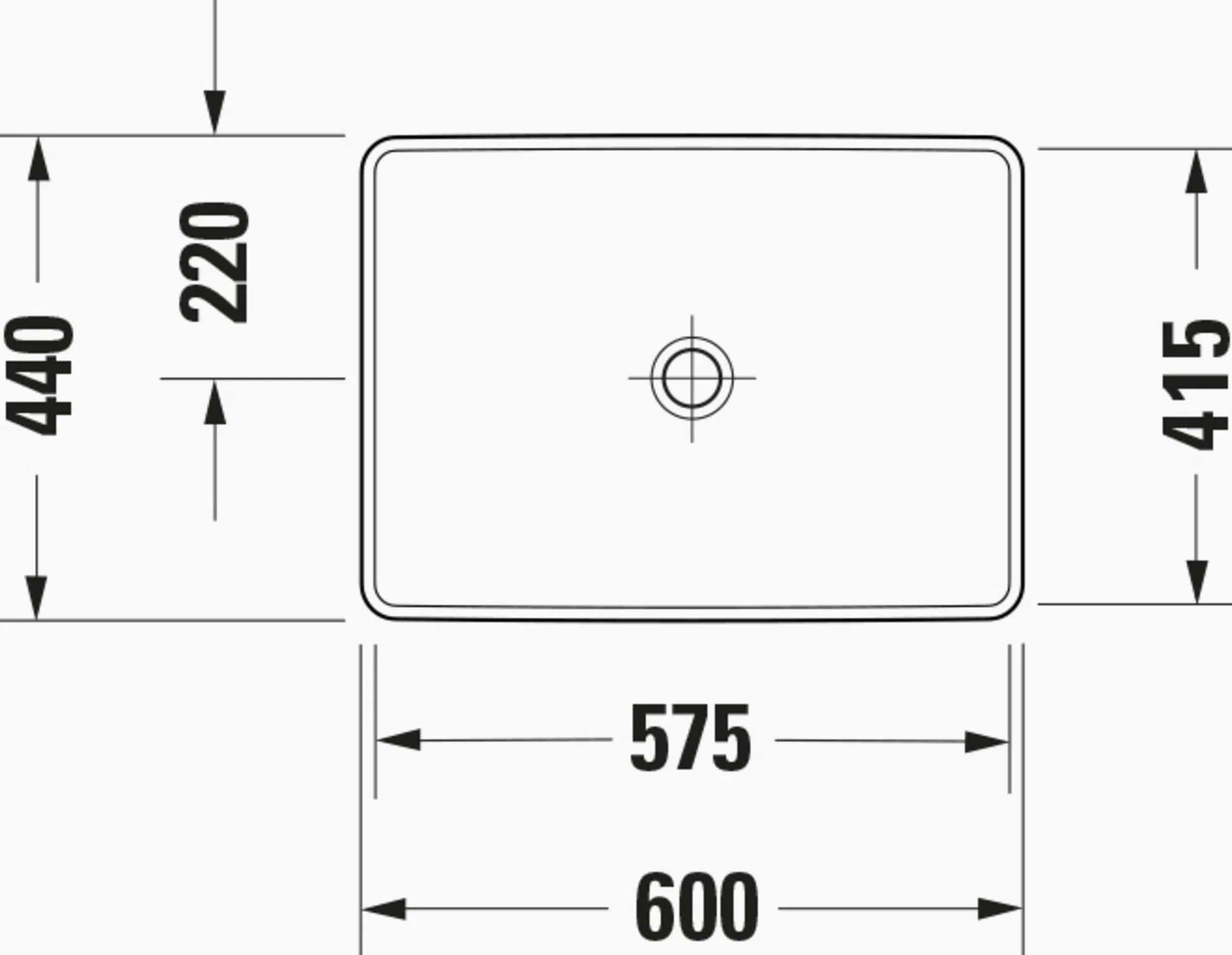 Duravit D-Neo lavabo encastré, 600x440mm, sans trou pour robinet, sans trop-plein, blanc brillant, poli, 0358600079, 0358600079