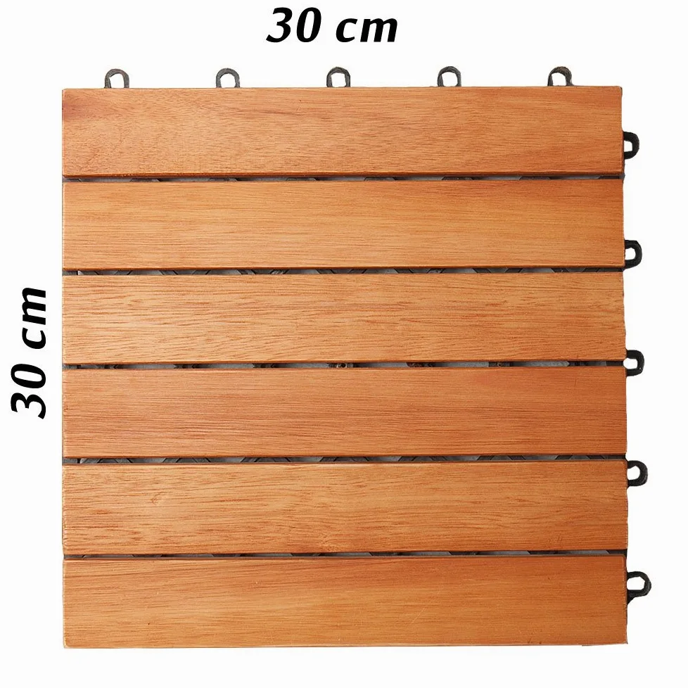Casaria Piastrelle Legno Eucalipto 44pz Certificato FSC® Mattonelle 4m² ad Incastro 30x30cm Esterno