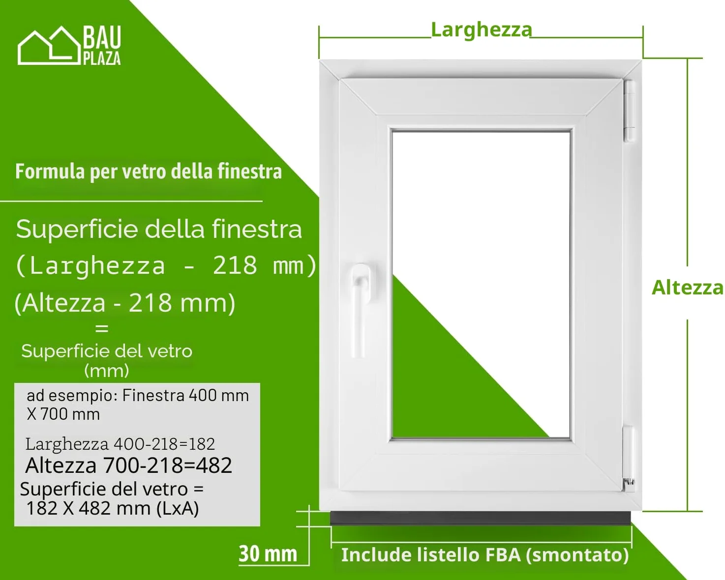 Finestra Serramenti in pvc Bianco - Vetro camera Larghezza x Altezza 50 x 100 cm apertura Destra 500 x 1000 mm Funzione Girevole - Ottima scelta