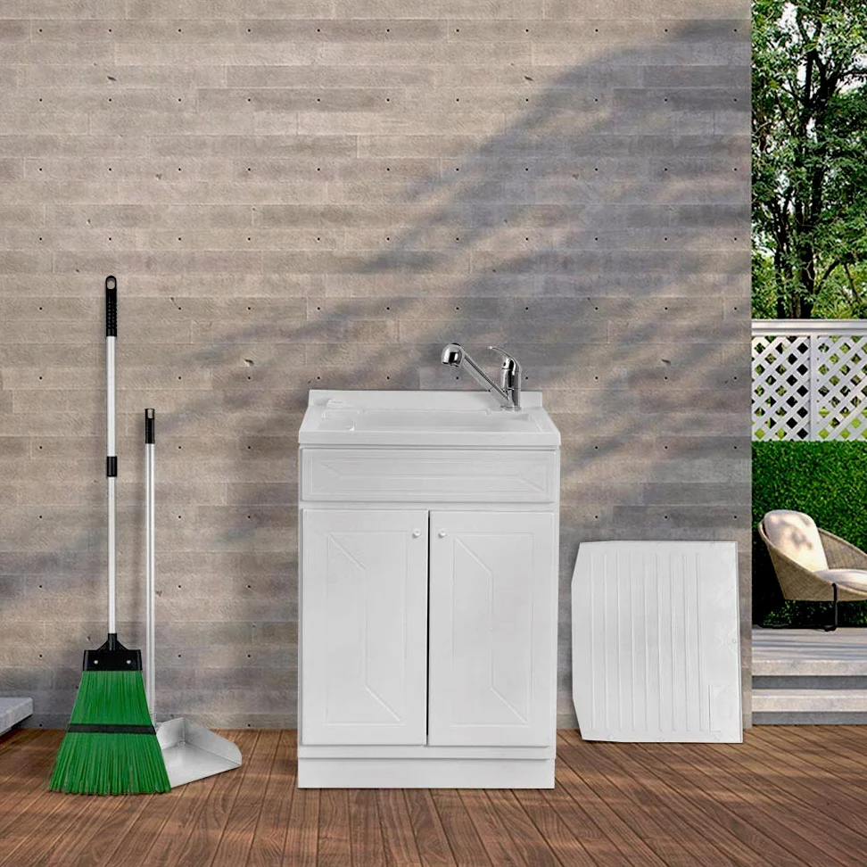 Mobile lavatoio in Resina, ideale per esterni e interni, 45x50-50x50-45x60-60x50-60x60, COMPLETO di asse lavaggio e kit sifone + piletta (60x60)