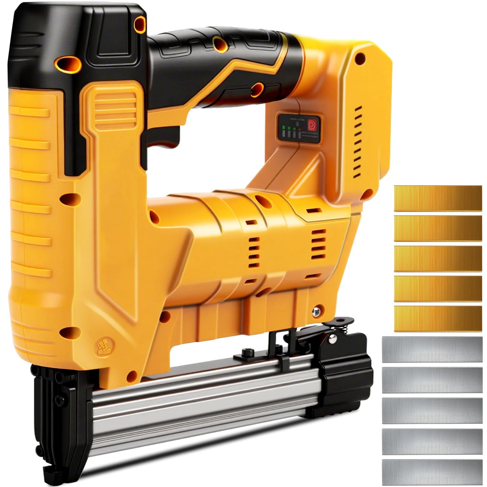 Pistola per unghie da 18 GA compatibile con batteria Dewalt da 20 V, chiodatrice elettrica senza fili 2 in 1, 500 chiodi e 500 graffette incluse per la lavorazione del legno fai da te (senza batteria)