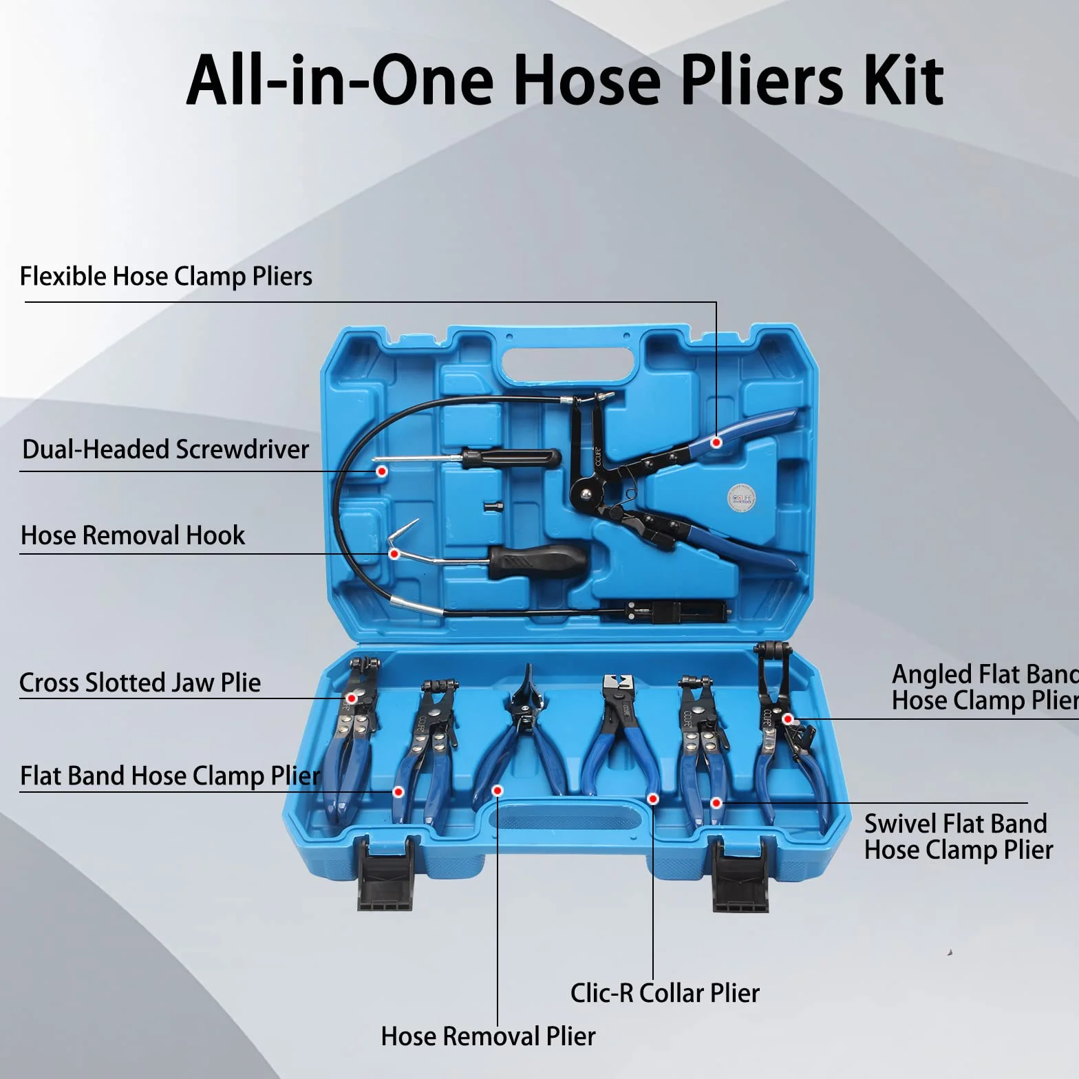 CCLIFE 9 Pezzi pinza fascette auto Set di pinze per fascette stringitubo per Riparazione Auto
