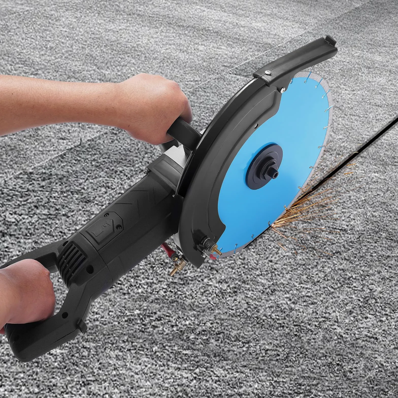 Sega per pietra 390 mm, 3000 W, profondità di taglio 135 mm, lama diamantata e acciaio al carbonio, sega circolare con interruttore di bloccaggio per metallo, granito, cemento armato, mattoni