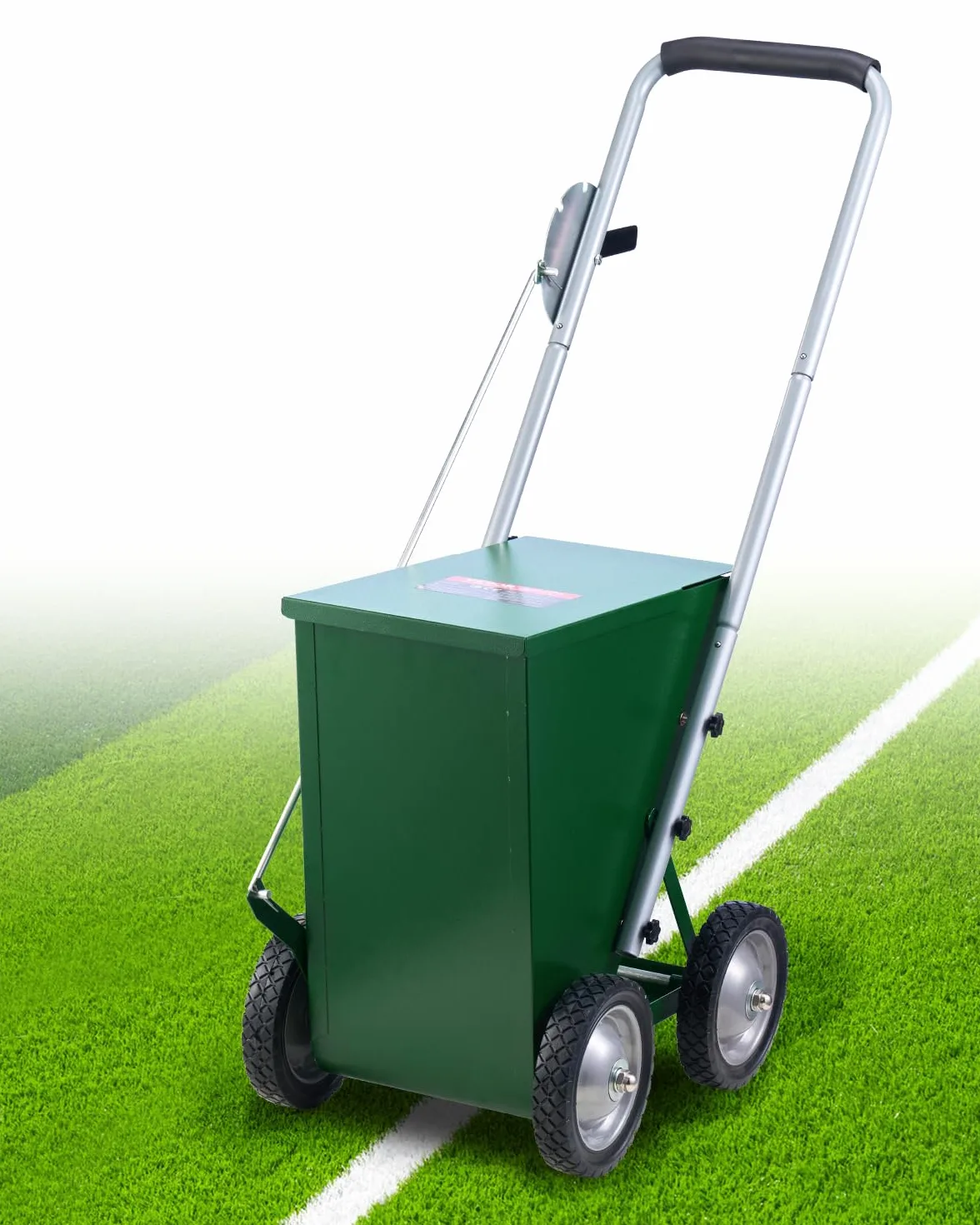 VEVOR Segnalinee a Secco per Campi da Gioco, 4 Ruote, Linee 50-100 mm, Segnalinee Regolabili, con Maniglia di Regolazione in Gomma, Capacità Polvere 22,7 kg, per Baseball Infield, Verde