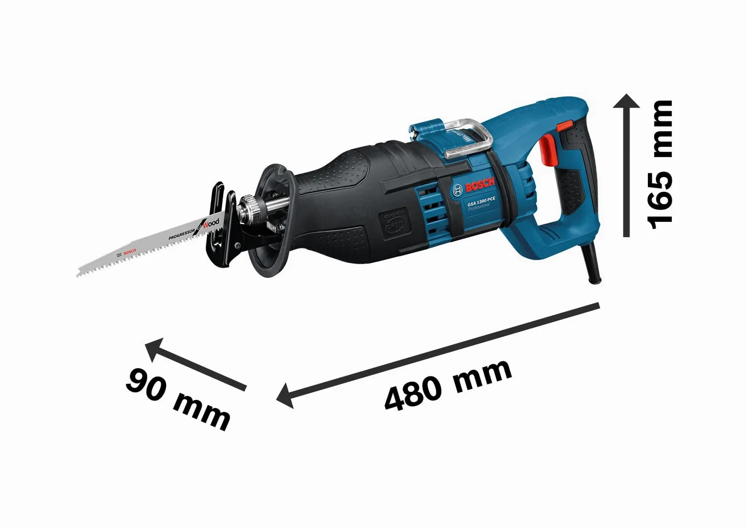 Bosch Professional 060164E200 Sega Universale GSA 1300 PCE, Profondità di Taglio: 230 mm, con SDS e Constant Electronic, 2 Lame (Legno/Metallo), in Valigetta, 1300 watts