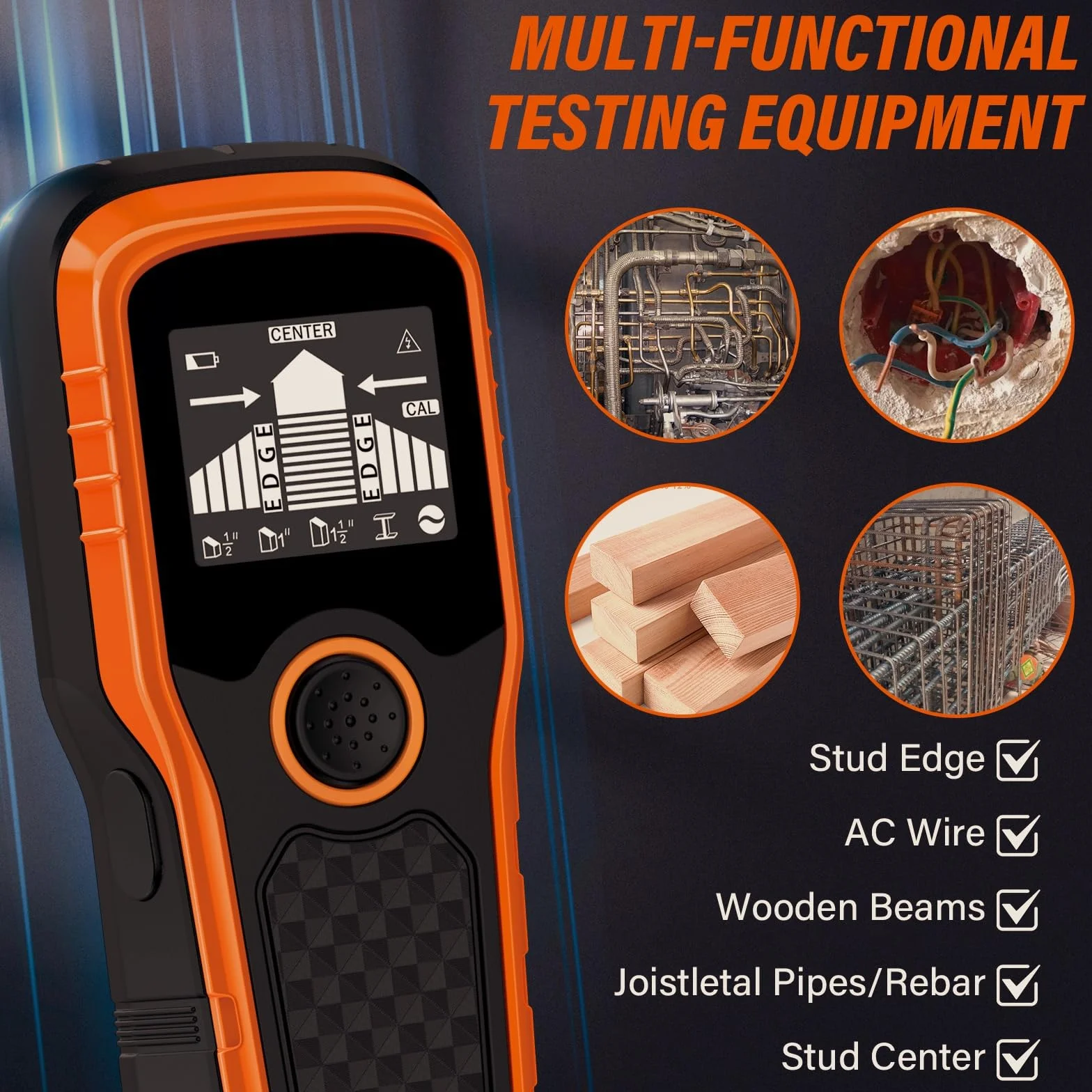 5 In 1 Rilevatore Di Tubi Metallici,Rilevatore Tubi Metallici,Rilevatore Tubi e Cavi con LCD Schermo e Avviso Sonoro,Per Rilevare Legno, Metallo E Cavi Nel Muro
