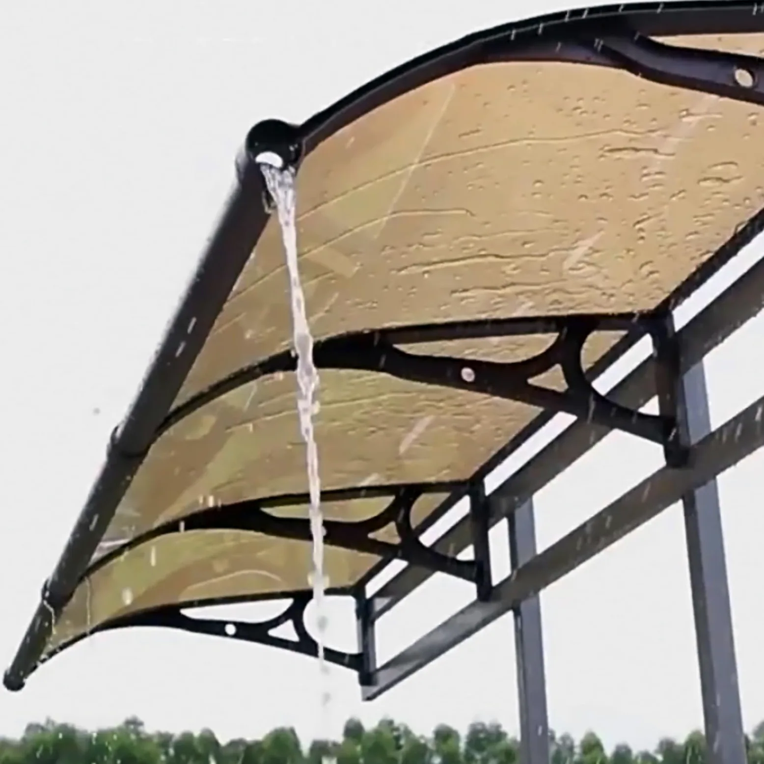 Pensilina Tettoia per Porta e Ingresso in Alluminio,Tende da Sole Marrone,Tendone in Policarbonato Curvo,Garden Pensilina da Esterno,Resistente ai Raggi UV Antipioggia (50x280cm)