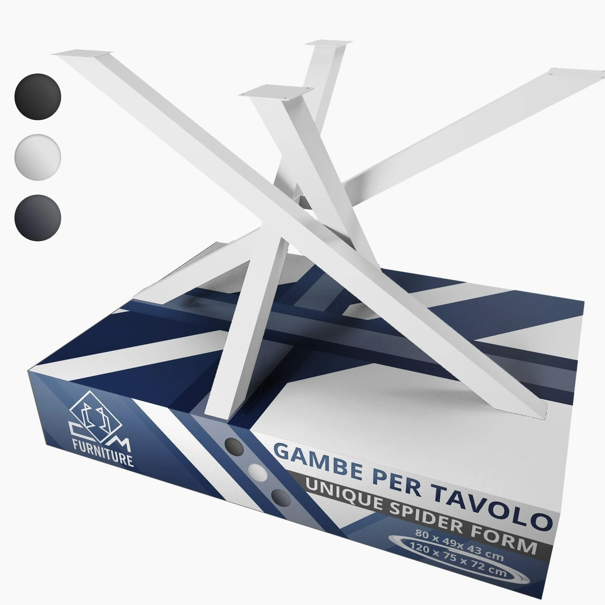 Gambe Tavolo Bianco Altezza 72 cm Struttura del Tavolo in Ferro Orion Design SPIDER Ragno Piede Piedi Acciaio Inox Gamba Solida per Tavolo da Pranzo Conferenza Basamento Tavolino DIY