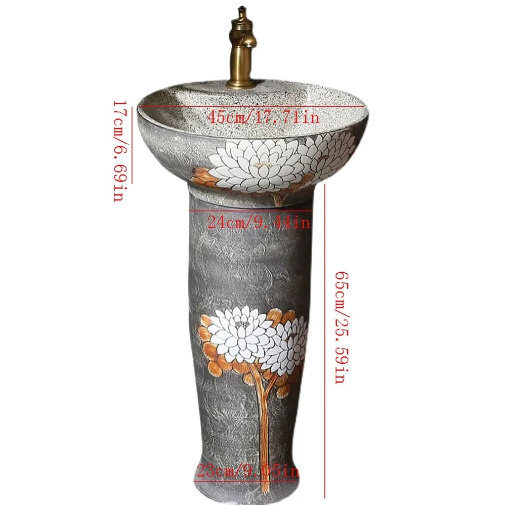 Lavandino Per Lavanderia Lavabi in ceramica for bagno Lavandino artistico vintage Lavabo verticale con piedistallo lavabo in un unico pezzo Piedistallo combinato Lavabi Da Esterno Freestanding