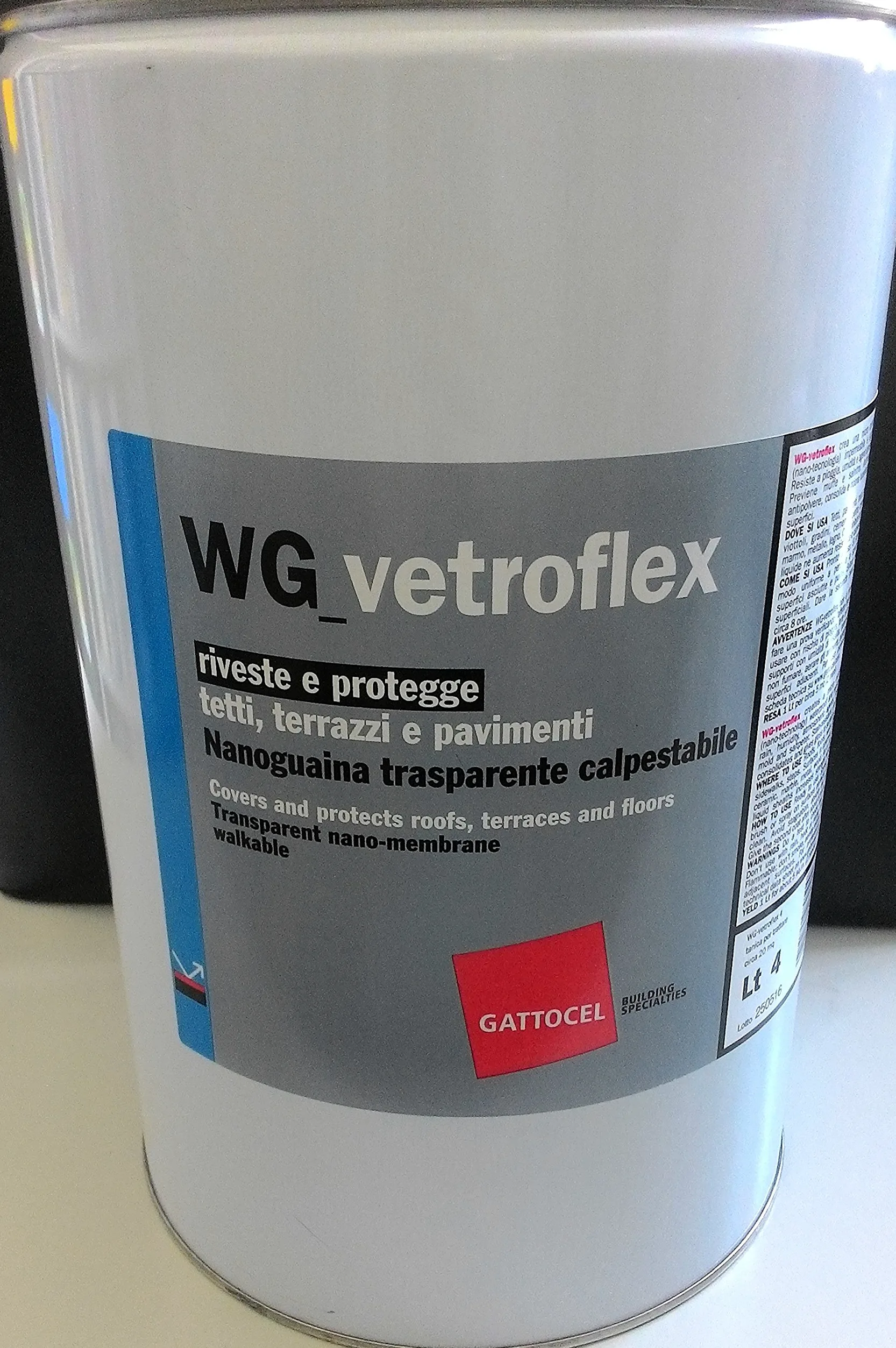 WG_Vetroflex GUAINA trasp - riveste e protegge tetti, terrazzi e pavimenti 4 LT