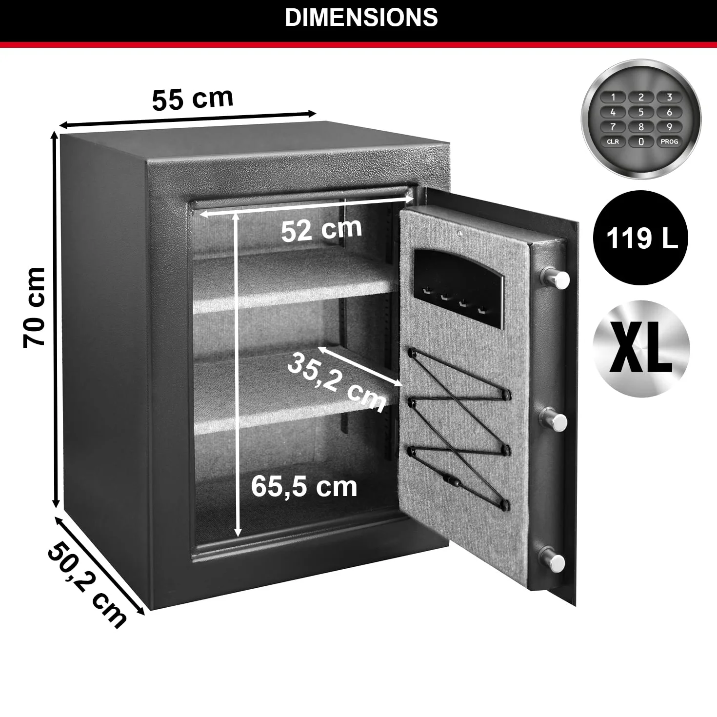 Master Lock T8-331ML Cassaforte ad Ottima Sicurezza, Combinazione, 119 L