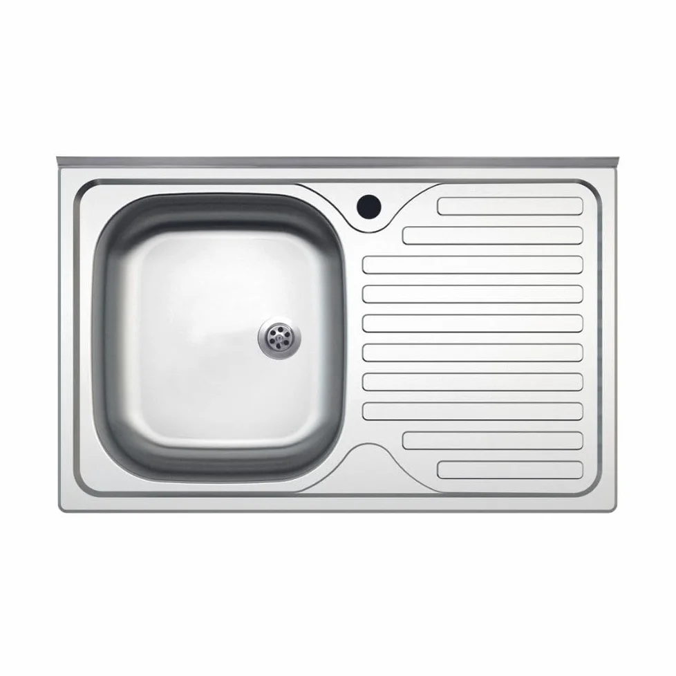 Lavello appoggio acciaio inox 80x50 cm una vasca e gocciolatoio destro SA216