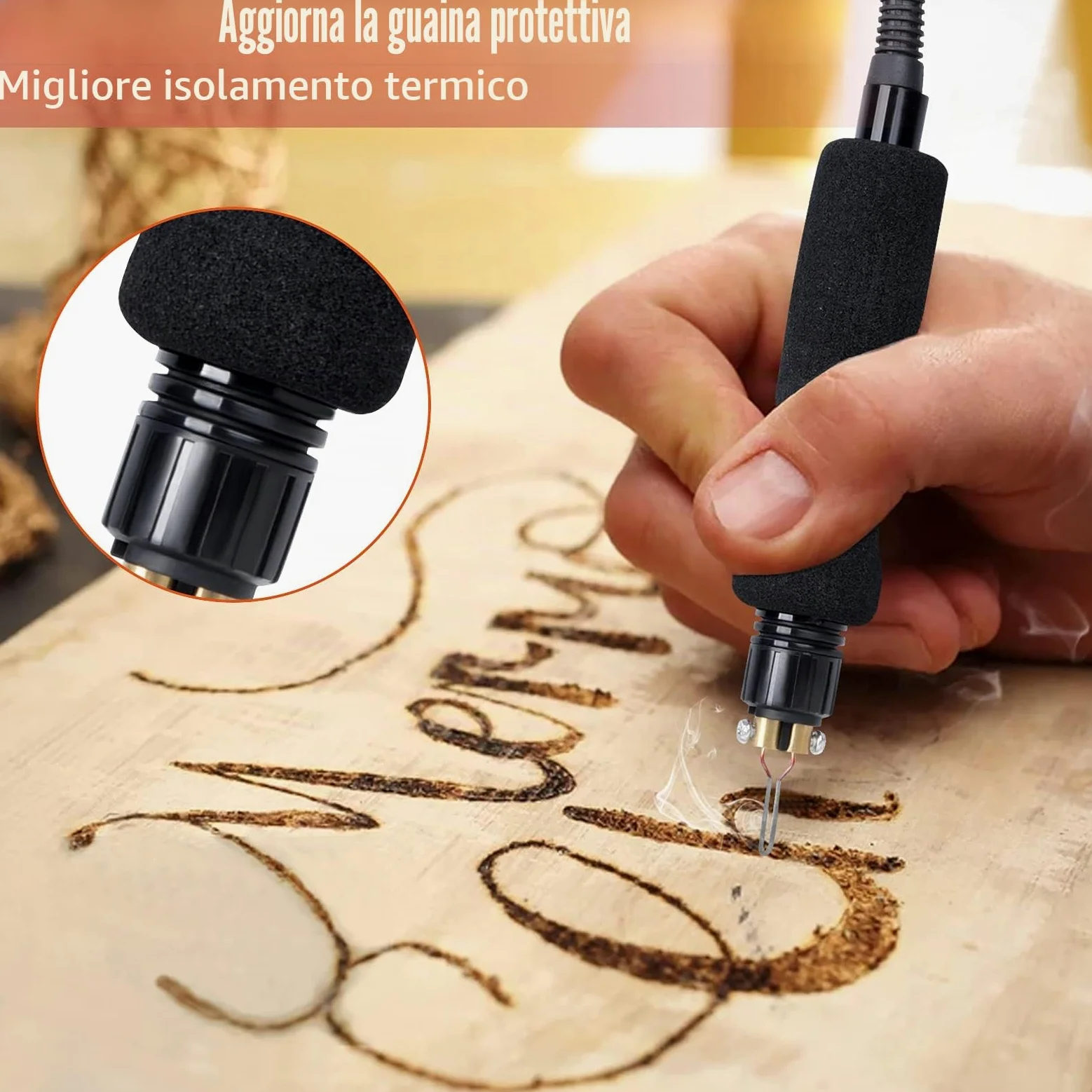 Kit Pirografia Legno,Preciva 40W 250-750℃ pirografo per legno professionale regolabile macchina pirografia Penna con 20pcs filo di saldatura,per legno,pelle e sughero (2)