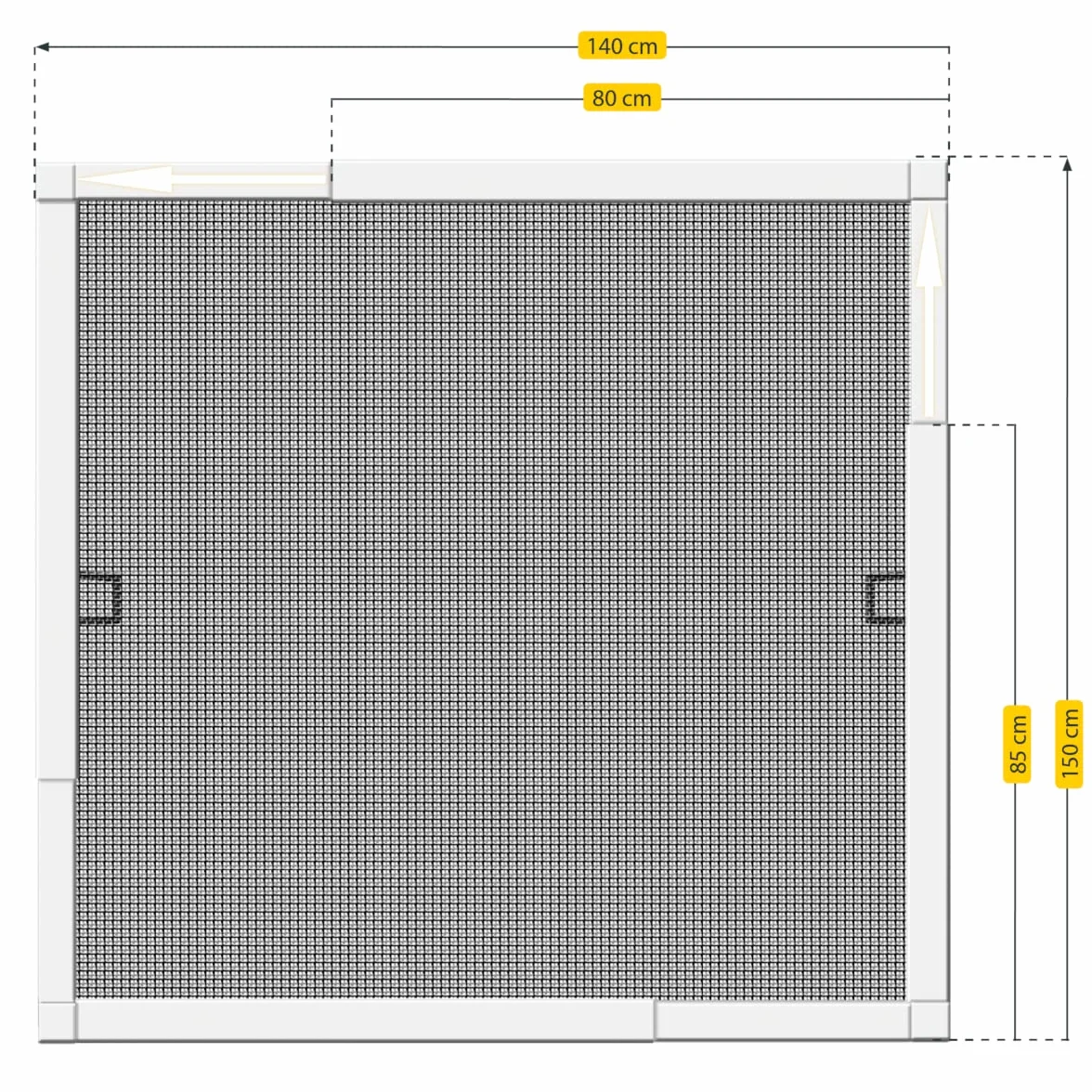 Schellenberg 70080 Zanzariera scorrevole TELESCOPE max. 140 x 150 cm, zanzariere per finestre senza forare e segare, dimensioni individuali estraendo, bianco