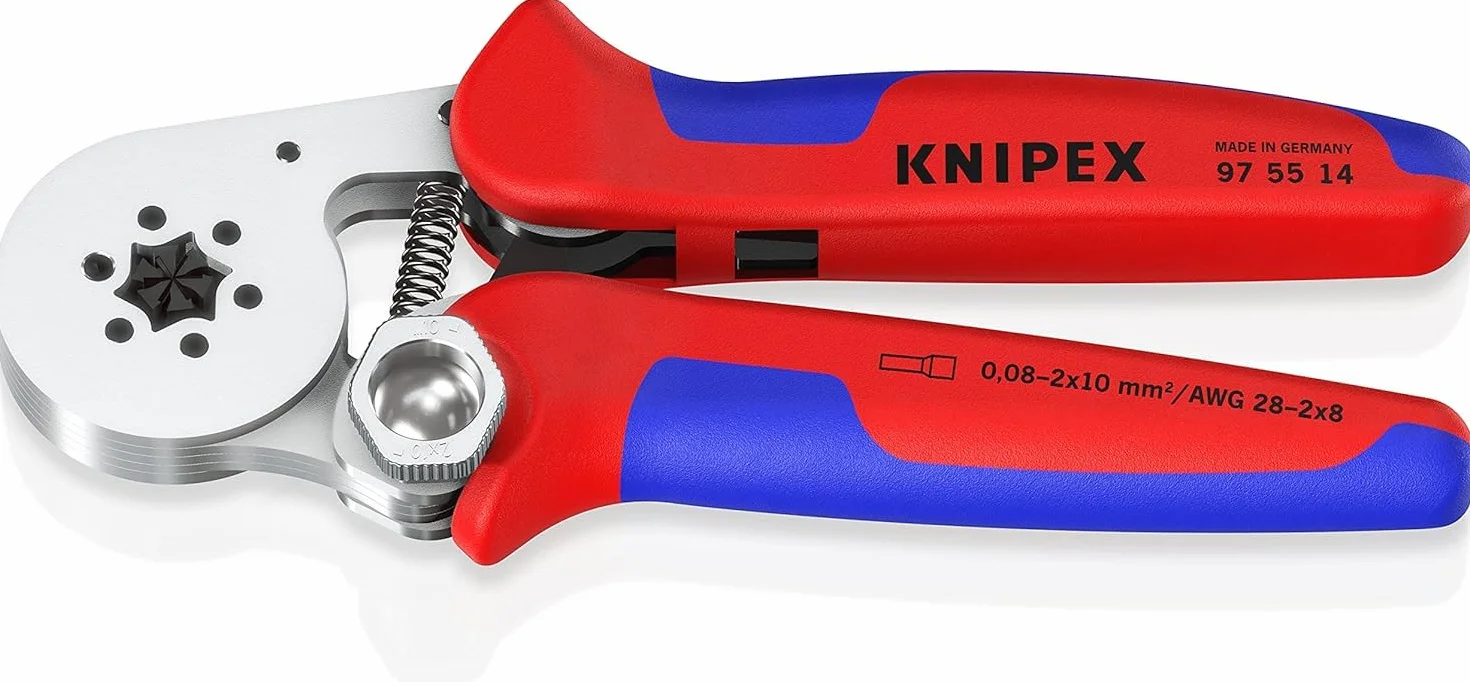 KNIPEX Crimpatrice per terminali a bussola, con regolazione automatica per crimpaggio laterale cromata con impugnature multicomponente 180, 97 55 14