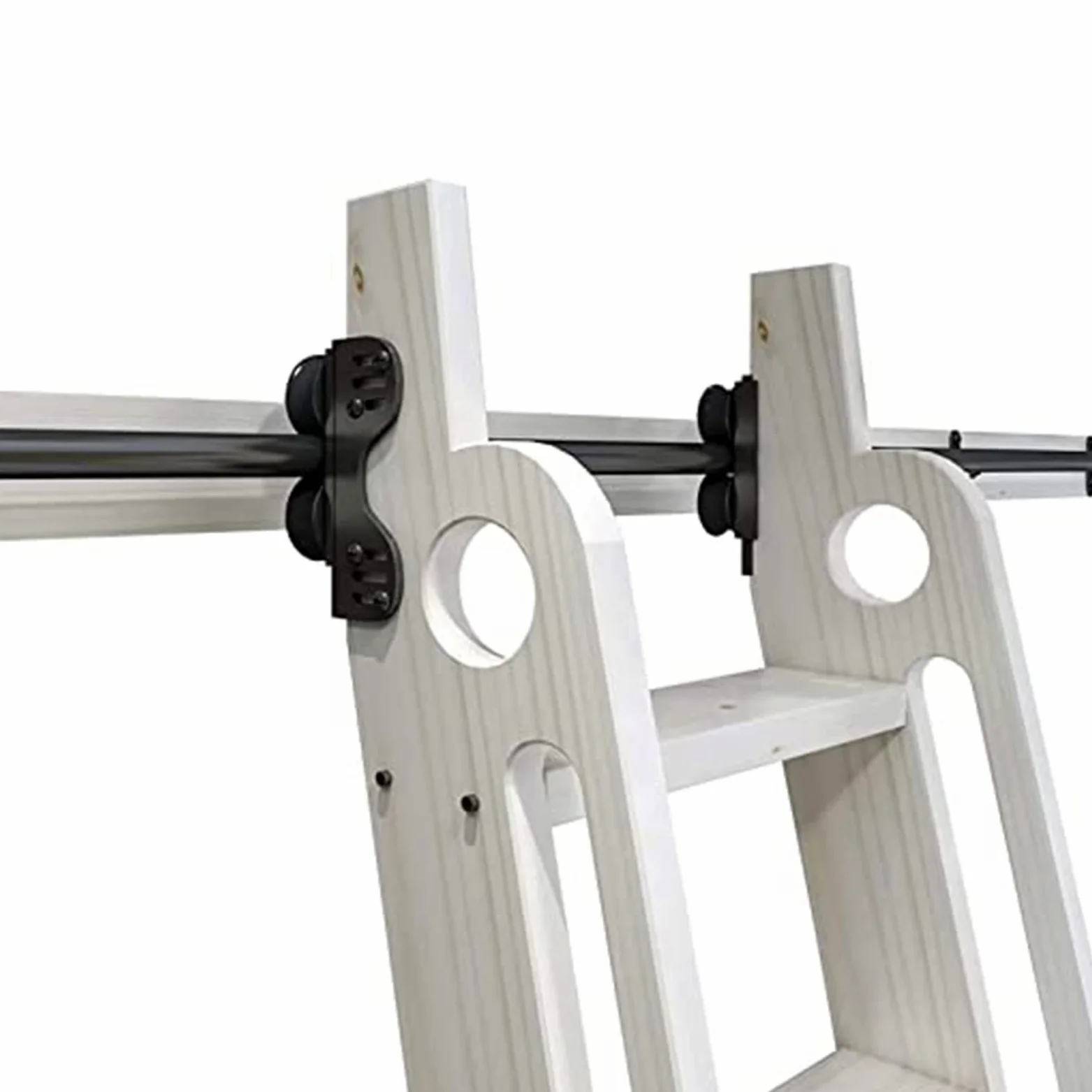Luyckfrazy Scala per Libreria Scorrevole Binario Sospeso 3.3ft-20ft, Kit per Ufficio a Soppalco Con Ruote a Pavimento (Senza Scala) (Size: 200cm Kit Pista)