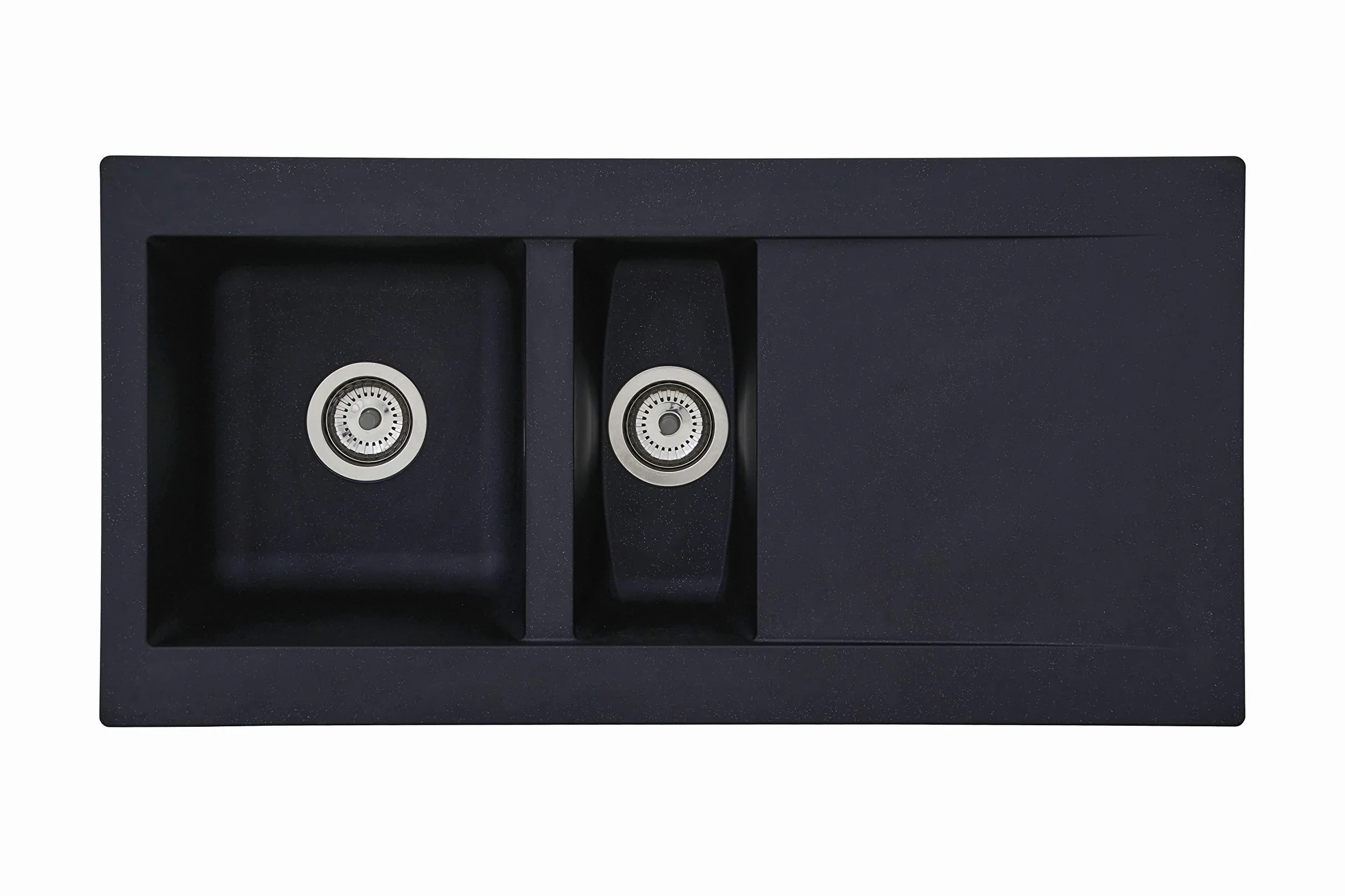 Respekta Lavello da Cucina Denver in Mineralite Color Nero, Lavello da Incasso con 1 vasca, dimensioni 100 x 50 cm, Lavello Adatto per Mobili Sottolavello da 60 cm di Larghezza