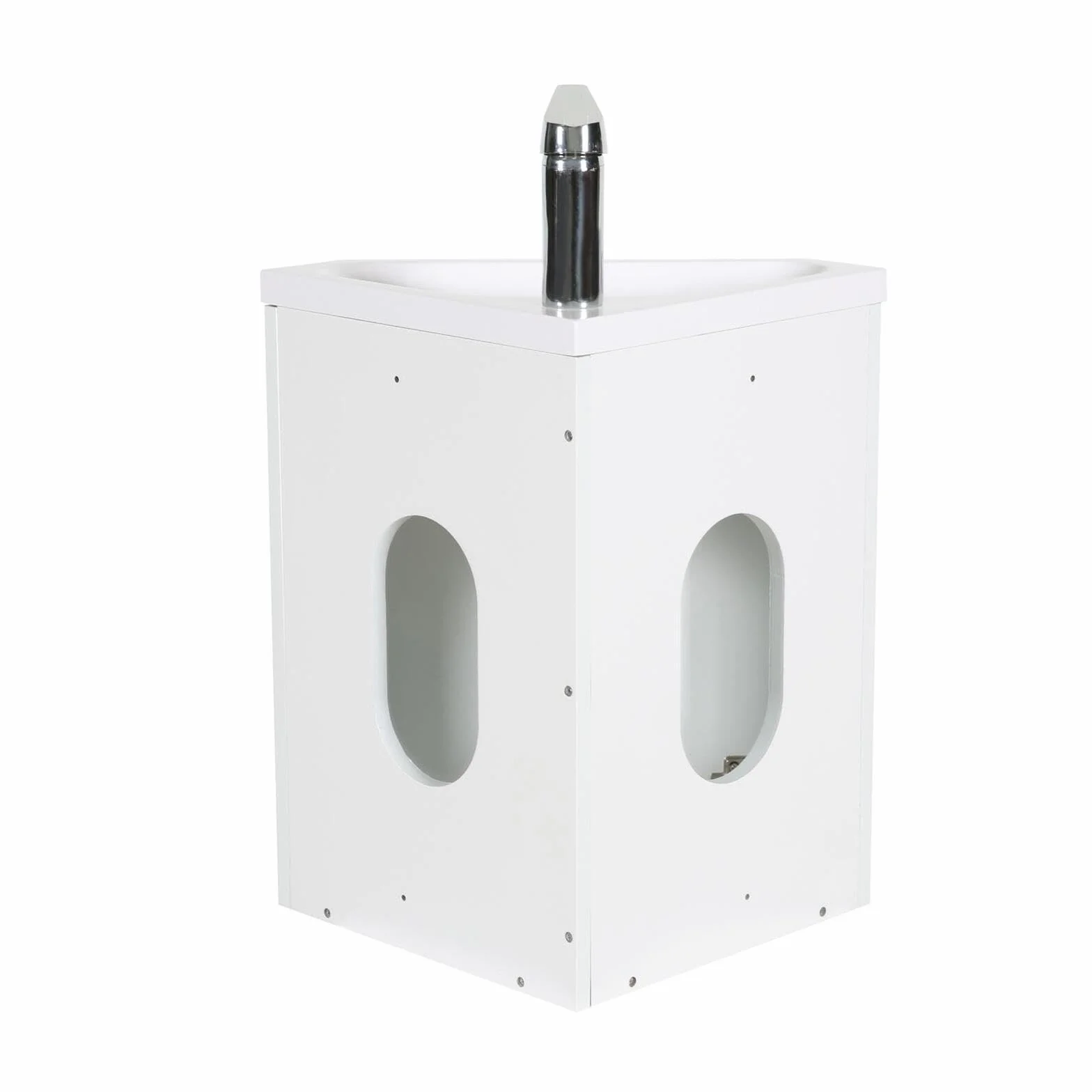 MOB IN - Lavamani angolare con lavabo in resina, colore: Bianco