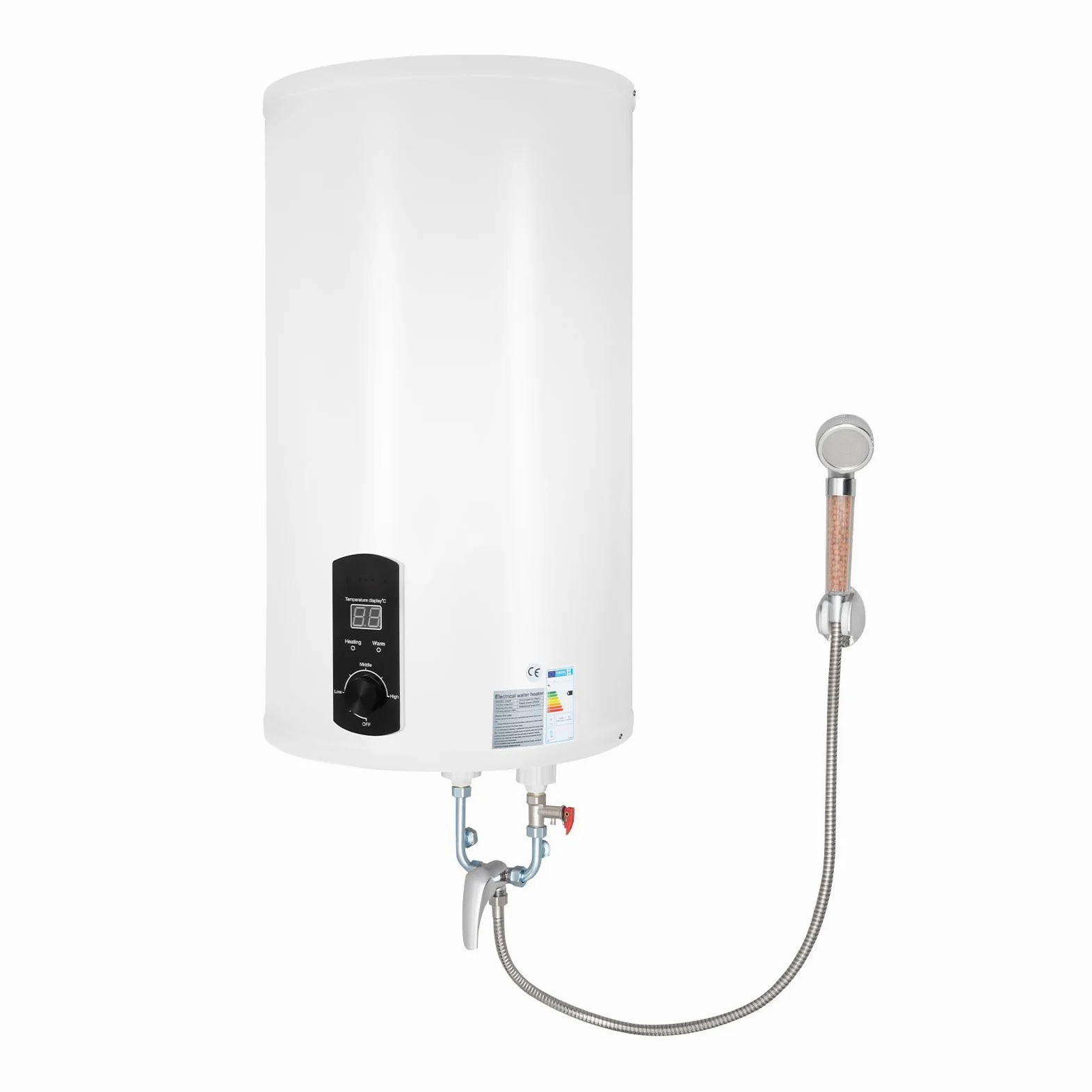 Caldaia scaldabagno 50L/80L/100L/120L, risparmio energetico 2000 W, scaldabagno verticale montato a parete, max. 75 °C, con protezione contro le perdite, spina G1/2 (120 l)