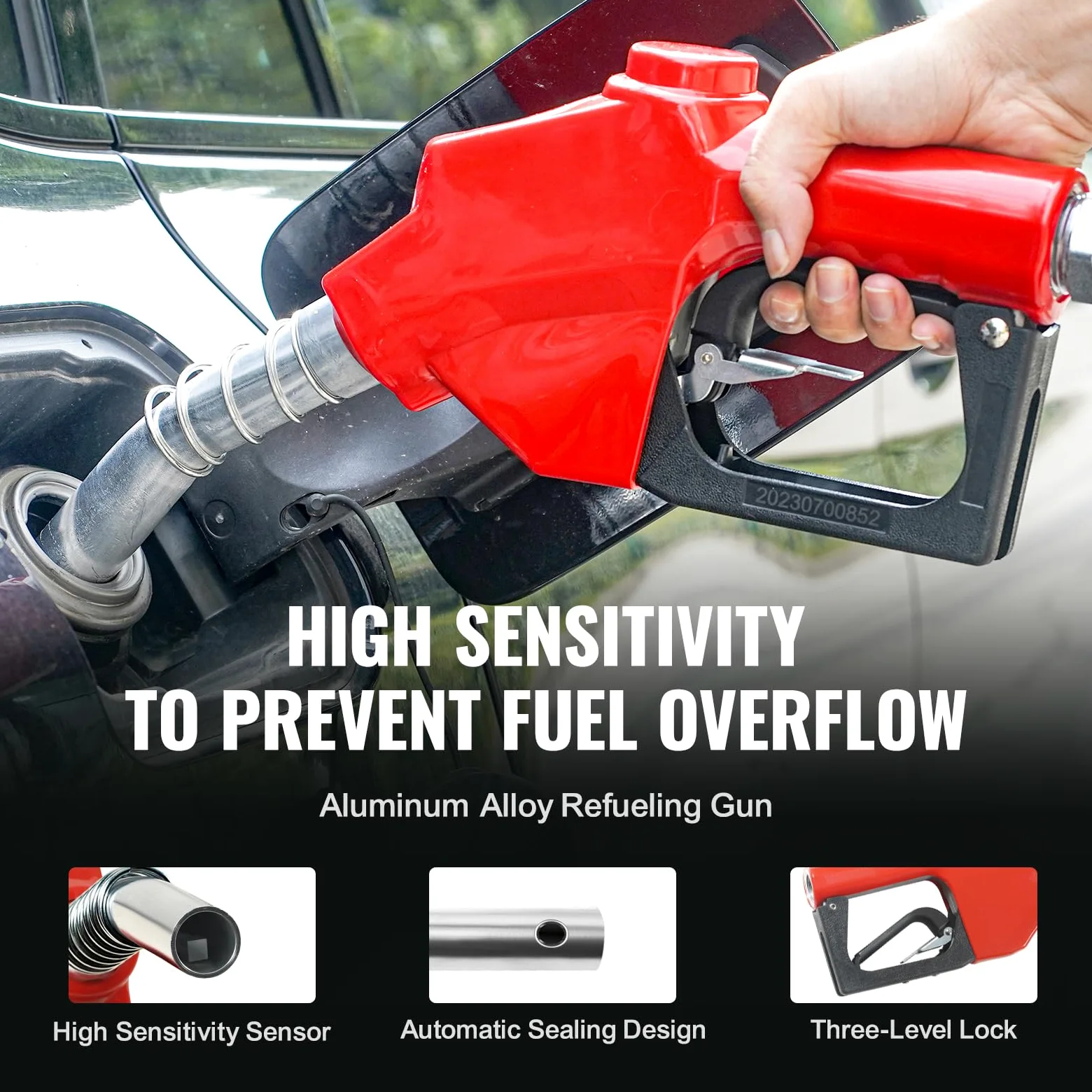 VEVOR Avvolgitubo Carburante, 1" x 33', Avvolgitubo Diesel Retrattile 300 PSI in Acciaio al Carbonio con Ugello Carburante NPT1", Tubo in Gomma NBR per Camion Cisterna di Veicoli 475 x 305 x 529mm