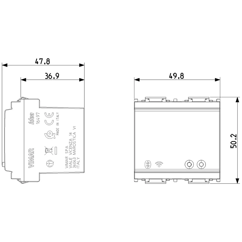 Vimar 16497 Idea Gateway connesso IoT Bluetooth Wi-Fi per integrazione, configurazione, supervisione di VIEW Wireless, mediante Cloud e App, 2 moduli