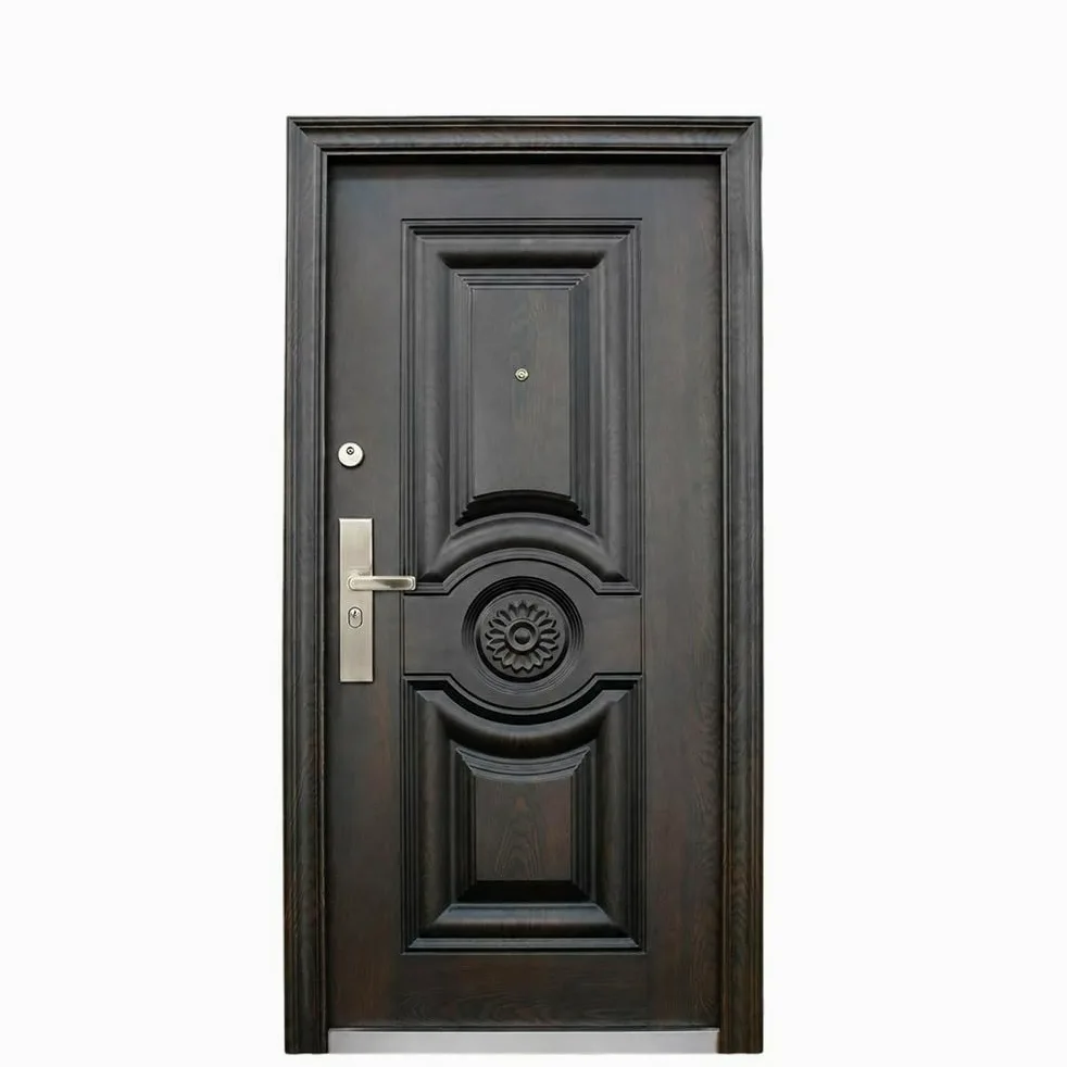 Porta Blindata Marrone Scuro Per esterno Ed interno Apertura Sia A Destra Che A Sinistra Portoncino Moderno Completo Maniglia Spioncino E Due Chiavi P10 (Apertura interna sinistra)