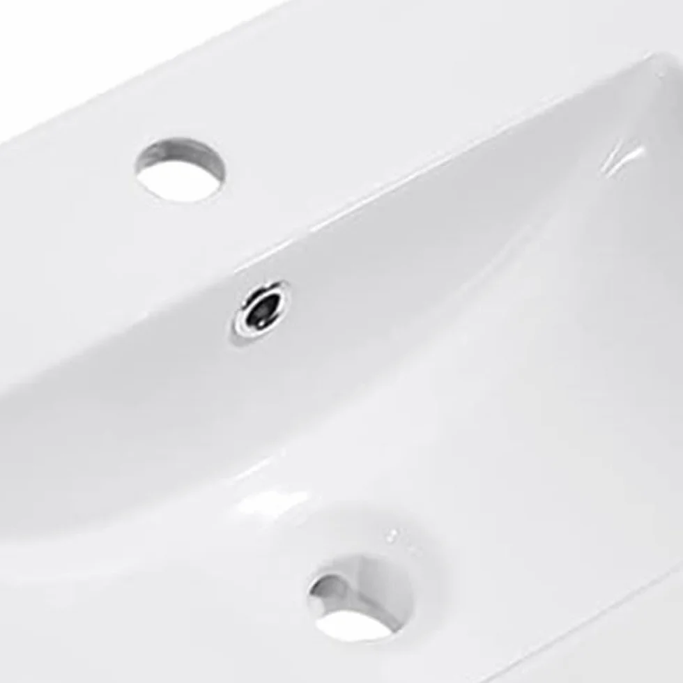 Lavabo in porcellana per bagno rettangolare 81 cm x 46 cm finitura bianco opaco realizzato in maiolica