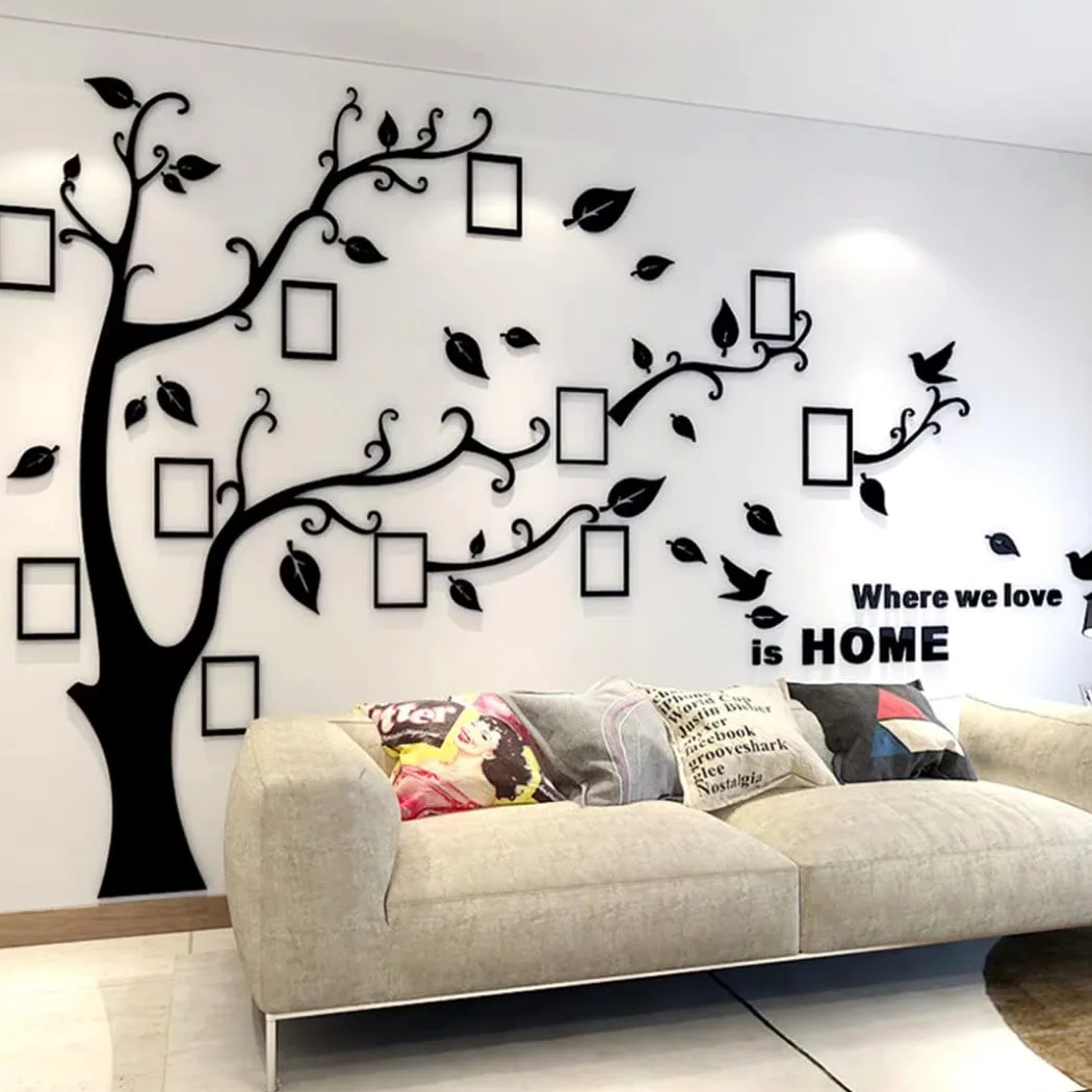 3D Albero Adesivi Fai da te Albero Adesivo da Parete Cornici per Foto Sticker Decorazioni Albero Della Vita da Parete per Soggiorno Camera da Letto Adesivo Muro(Adesivo Nero Destra,L: 175 * 230CM)