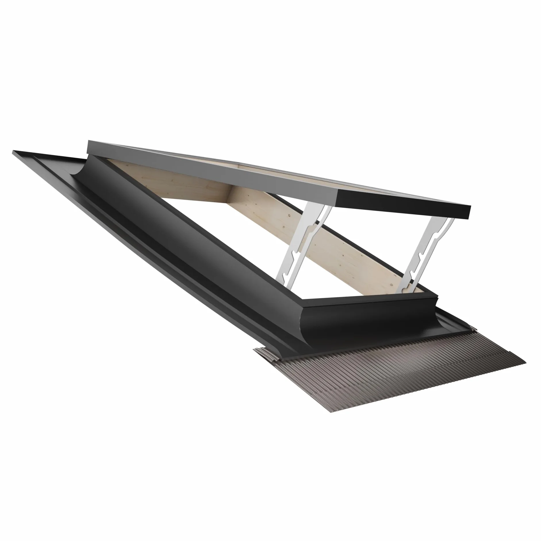 Emica - Lucernario apertura Vasistas in Alluminio | Linea Best Doppia Vetrata | Interno Legno Abete | Doppia maniglia 4 posizioni di Apertura (55x72 Base x Altezza)