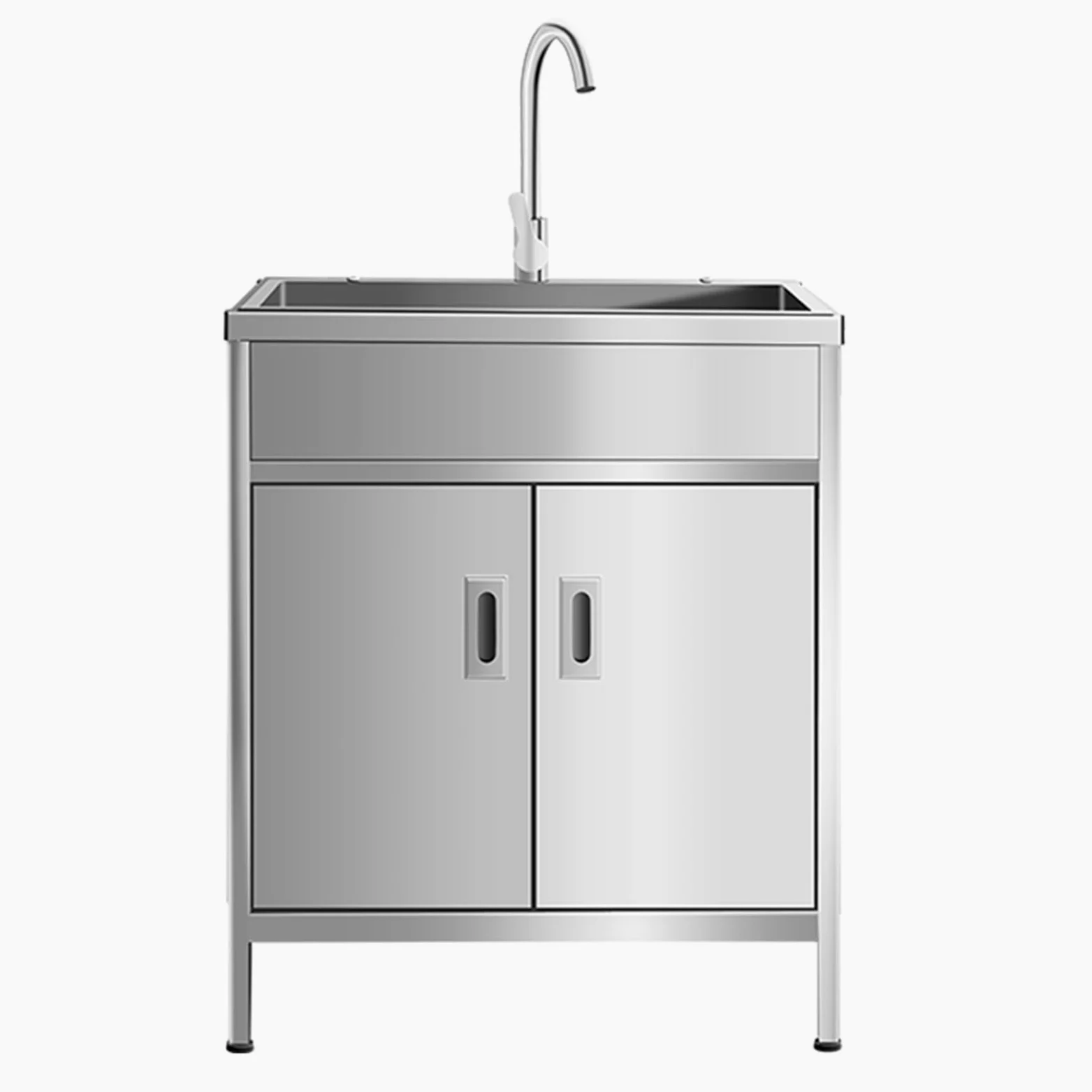 Lavandino Esterno Inox Professionale, Mobile Lavello da Cucina 1 Vasca, Lavandino per lavanderia con mobiletto e rubinetto estraibile, per garage, ristorante, cucina, lavanderia(50x40x80cm/19.7x15.7x3