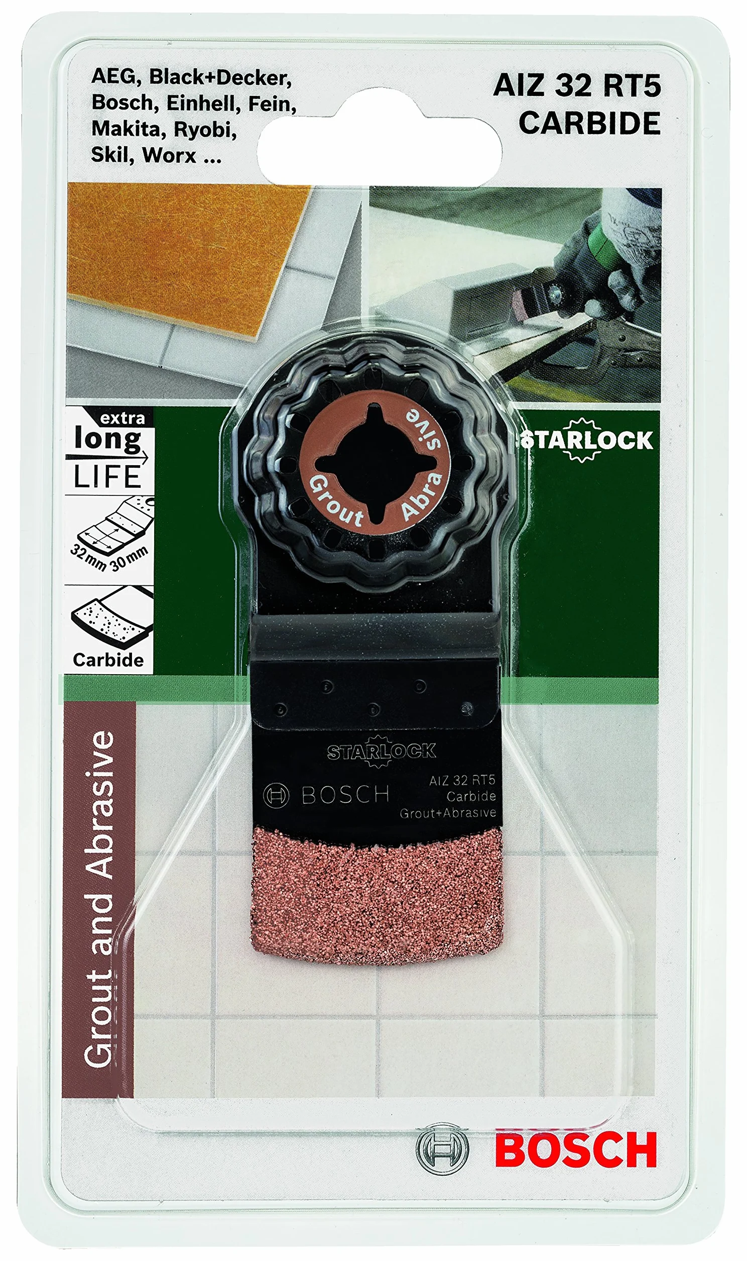 Bosch Home and Garden 2609256C48 - Accessorio multiutensile AIZ 32 RT5: malta, abrasivo: metallo duro: fai da te, nero