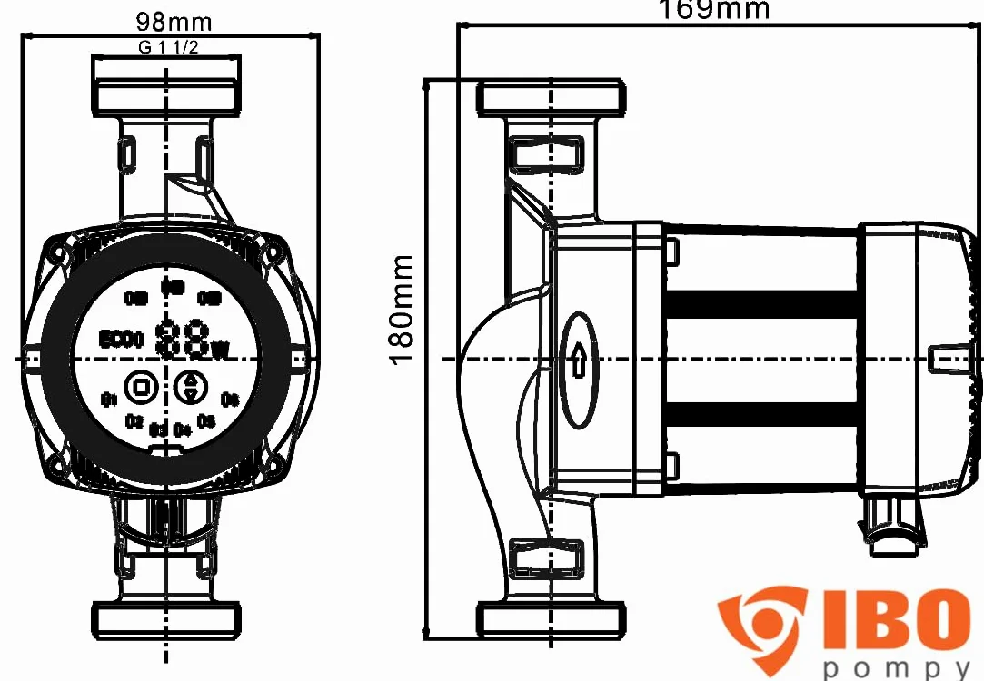 IBO Pompa di circolazione BETA2 25-60/180 elettronica ad alta efficienza | 002028 | Riscaldamento ad acqua calda | Pompa a corrente umida | Classe A