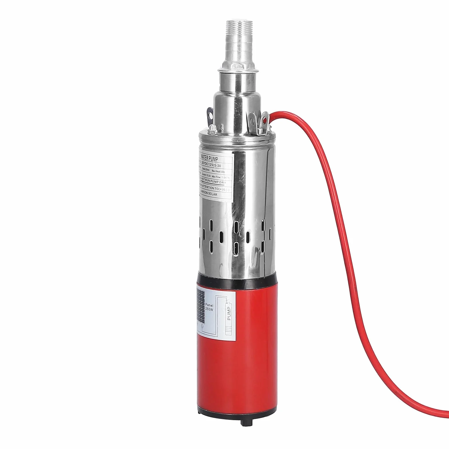 Pompa Sommersa DC12V Acciaio Inossidabile Rosso Pompa Sommersione per Pompe Solari Industriale