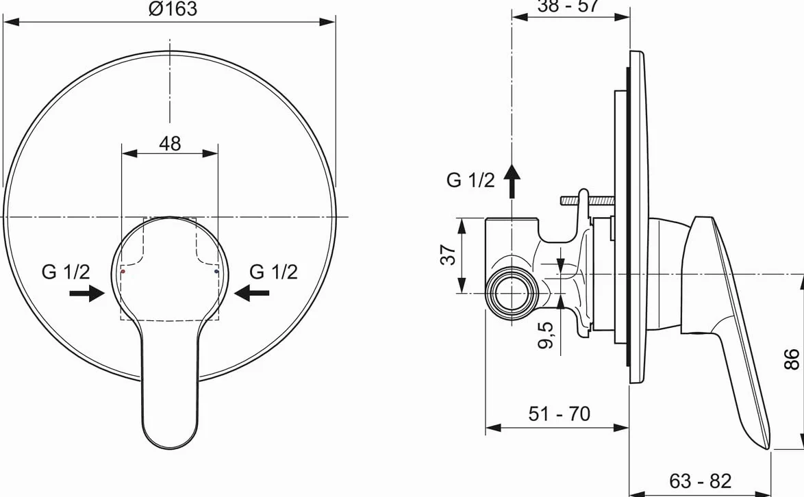 Ideal Standard A7184AA Alpha Miscelatore incasso doccia, completo, cromato