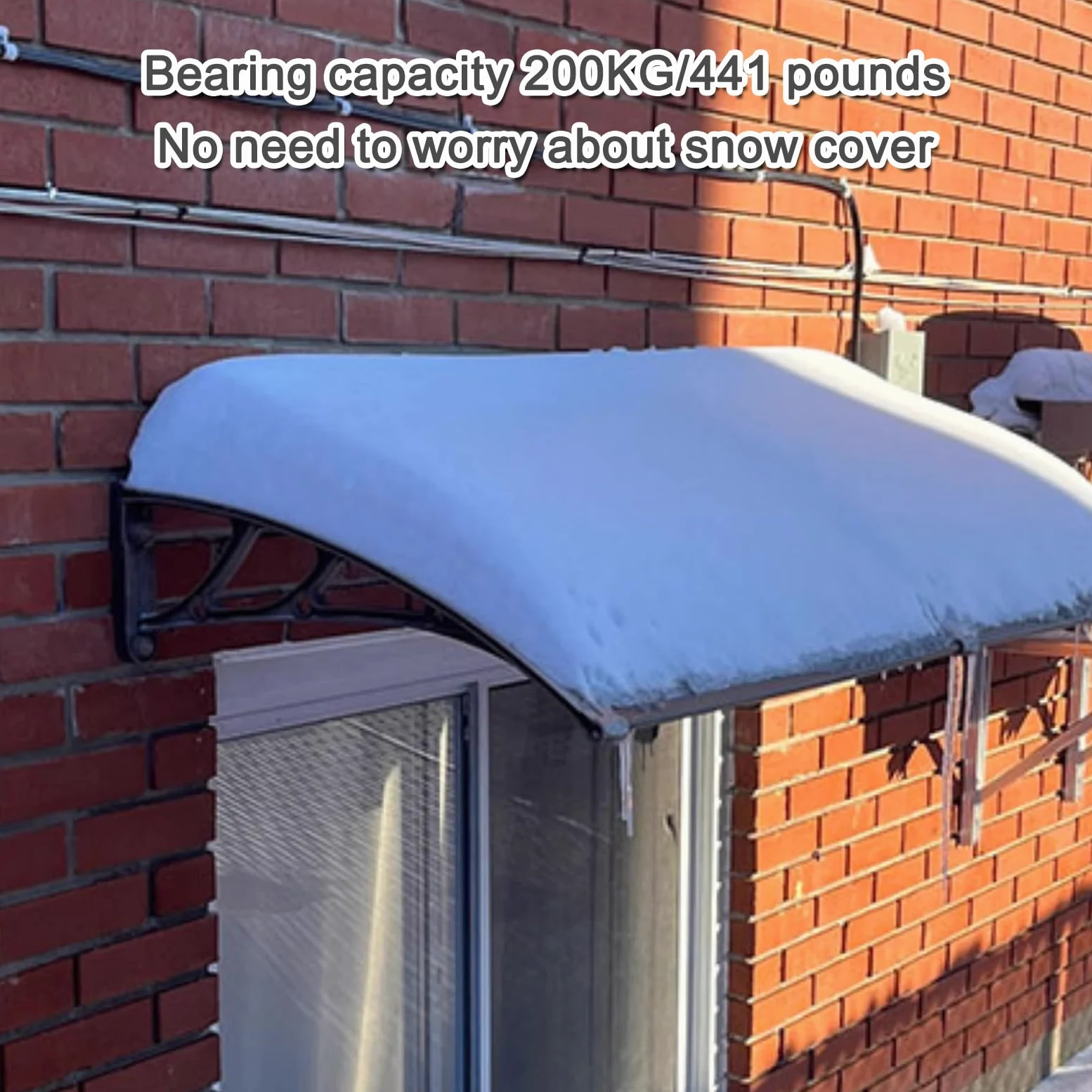 Pensilina Tettoia per Porta d'Ingresso,Pensilina da Esterno in Policarbonato Grigio Moderna,Pensilina ad Arco,Tendalino per Finestra con Protezione UV Dalla Pioggia e Dalla Neve (60x200cm/24"x79")