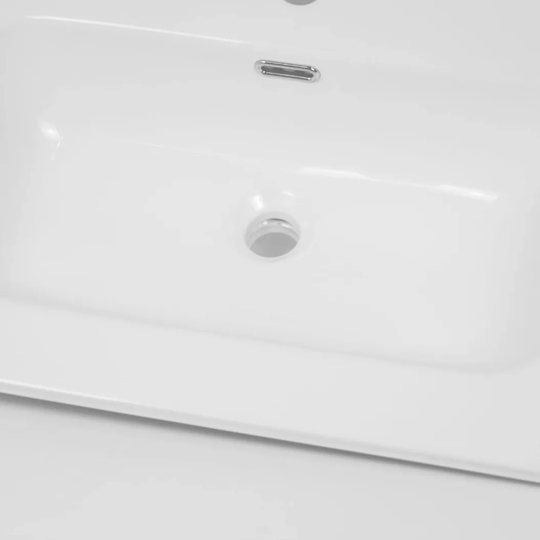 Lavabo ad Incasso in Ceramica Bianco Lucido Rettangolare per Mobili Bagno (101x46 cm)