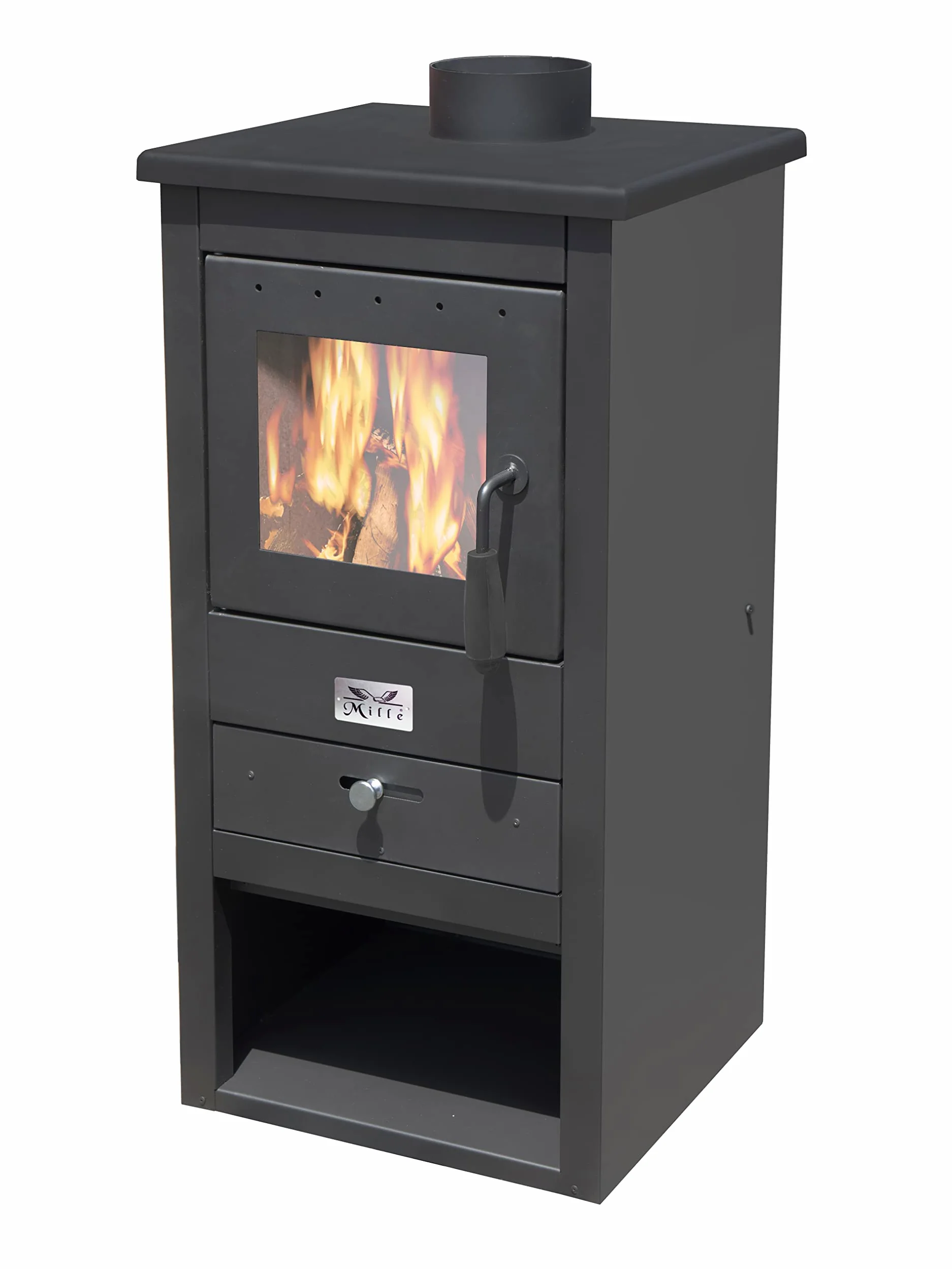 Stufa a Legna e Carbone "ATHENA" in Acciaio Verniciato 10 Kw Caminetto con Vetro Ceramico h 86 Cm Produzione Made in Italy 2 Anni di Garanzia Riscaldamento Casa