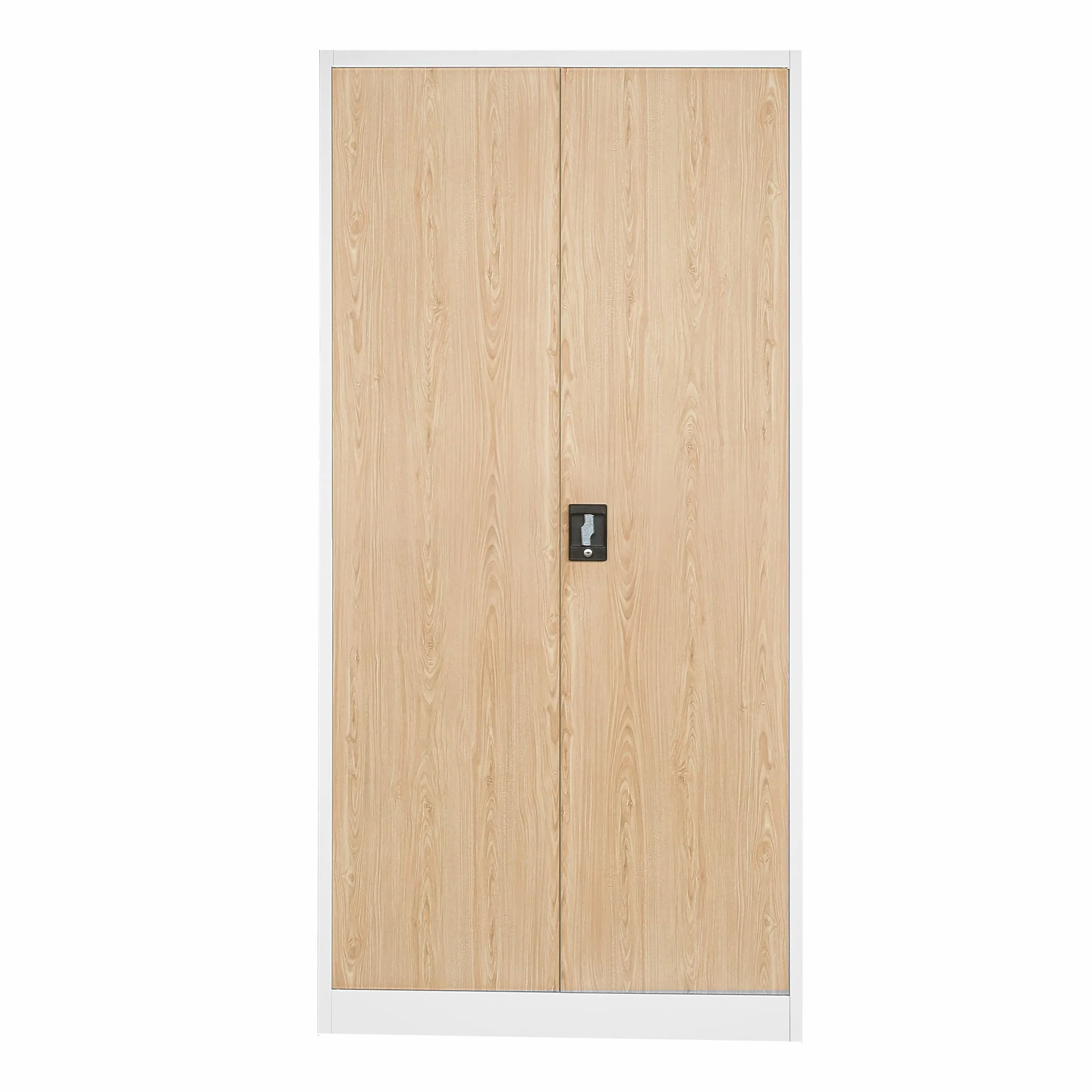 Jan Nowak Armadio da Ufficio C001H XL Archivio per Officina in Metallo Verniciato a polvere Chiudibile 195 cm x 90 cm x 40 cm (Bianco-Aspetto Legno)