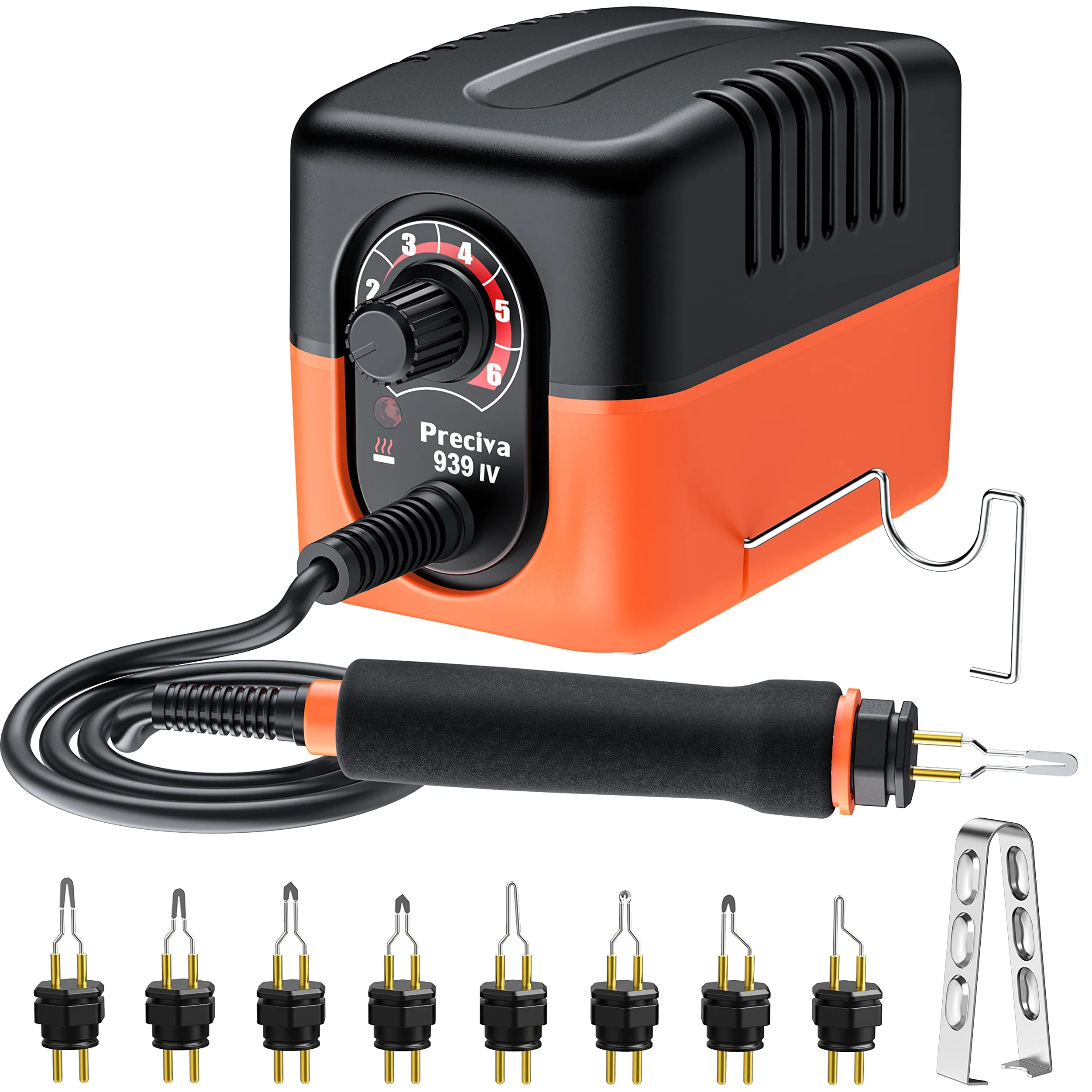 Kit Pirografia Legno, Preciva Stazione di Pirografia di Ferro 23W con Temperatura Regolabile da 250°C a 600 °C con 8 Teste di Penna