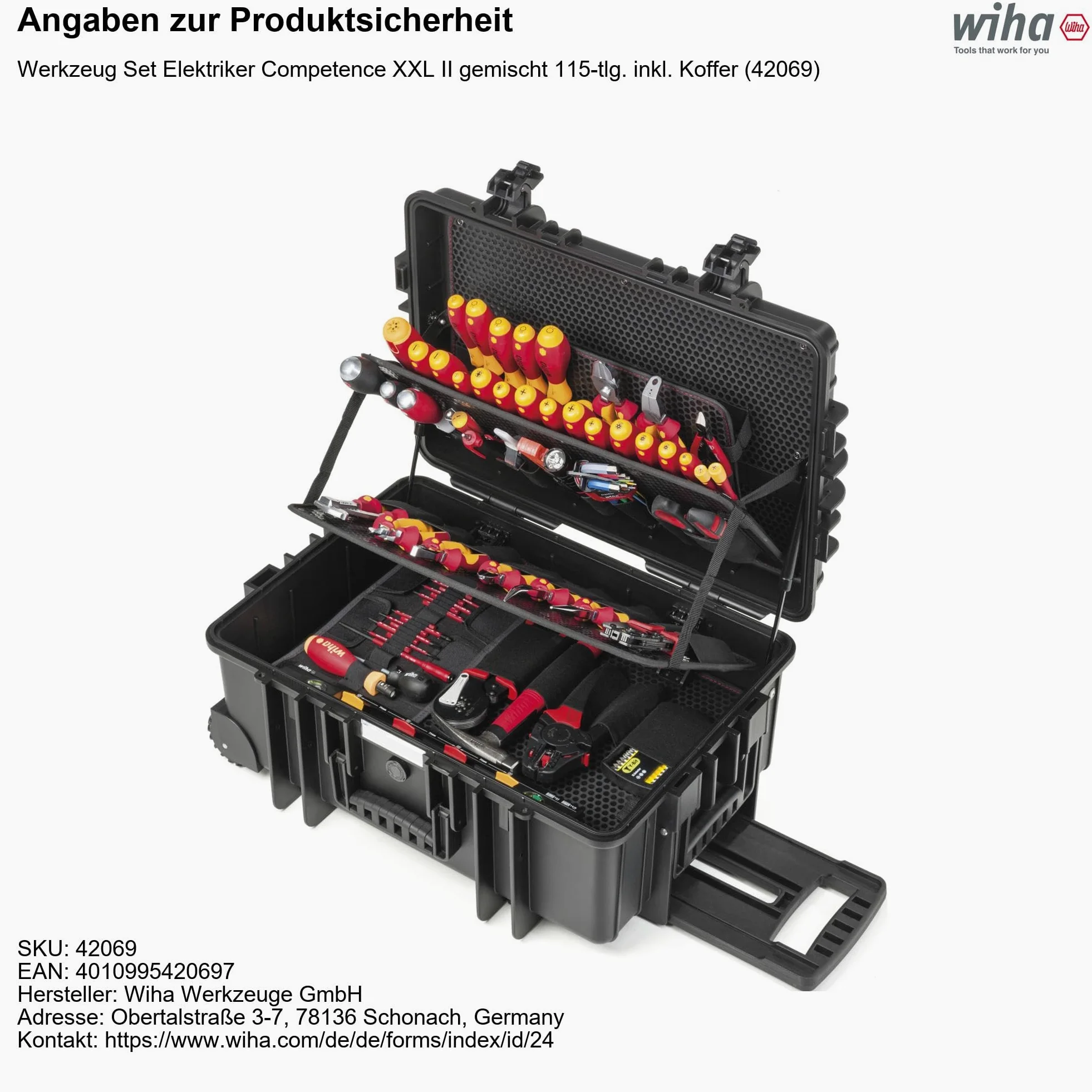 Wiha Set Attrezzi per Elettricista 115 pz Attrezzi Utensili Cacciavite Punte