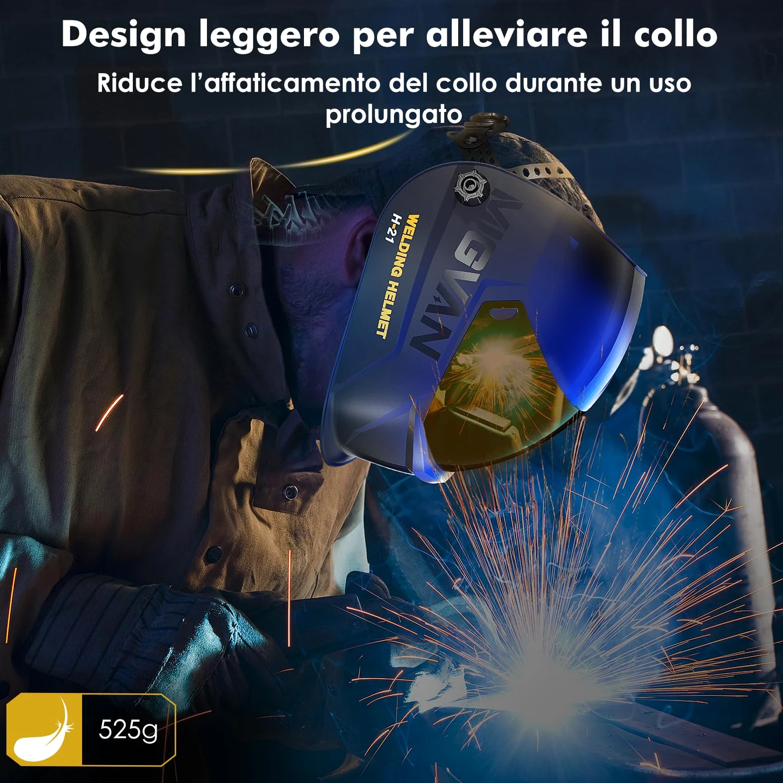 Maschera Saldatura Autoscurante 0,1 ms di oscuramento automatico ultra rapido, True-Color, 100×82 mm, solare batteria, DIN 4/5-9/9-13, Casco Saldatura MIG TIG MMA ARC Smerigliatura H21