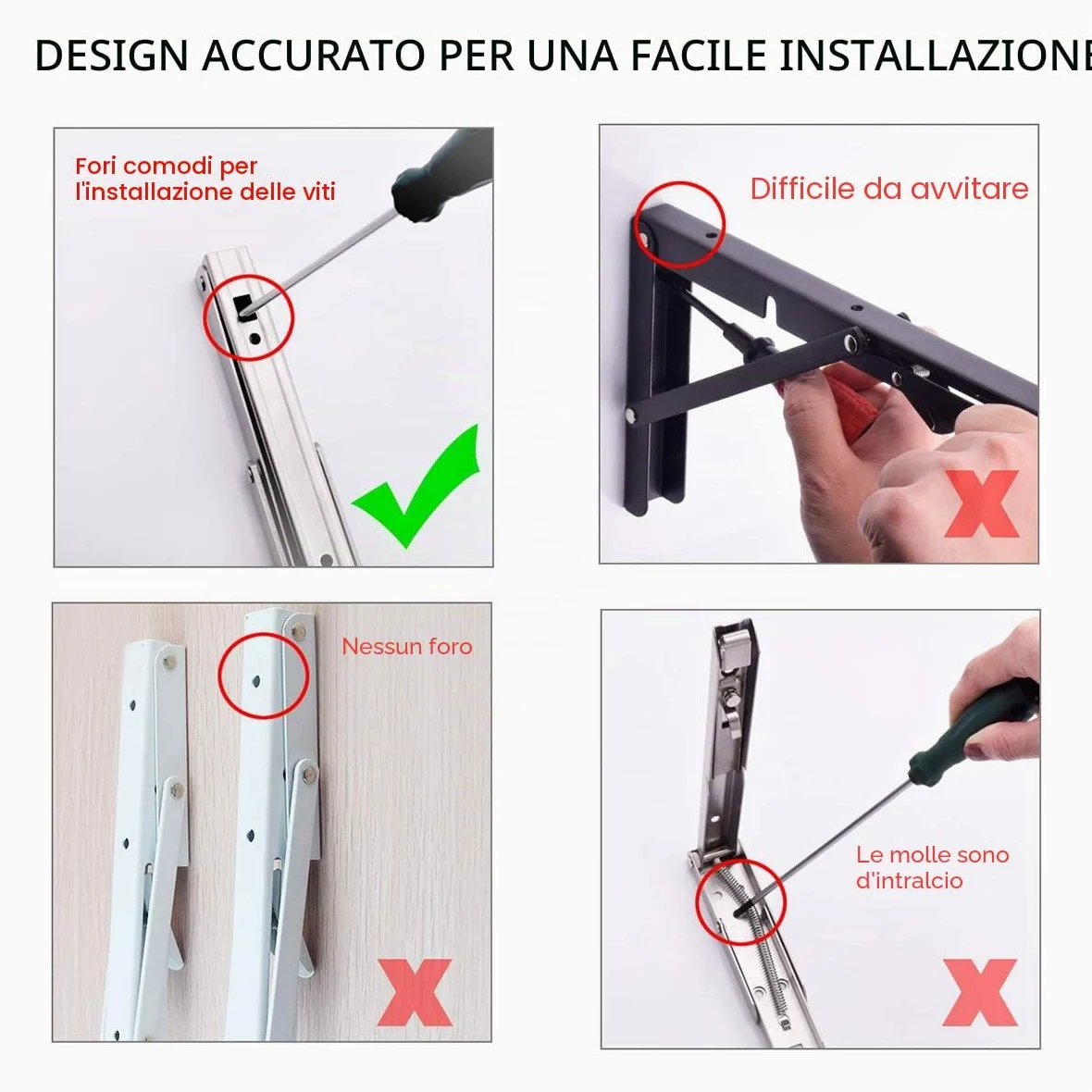 YUMORE Staffe Pieghevoli per Mensole 400mm,YUMORE Reggimensola Pieghevole Inox Supporti per Mensole Pesanti Tavolo da Parete Salvaspazio fai-da-te Staffe Triangolari, Carico Massimo 150kg, [2 Pezzi]