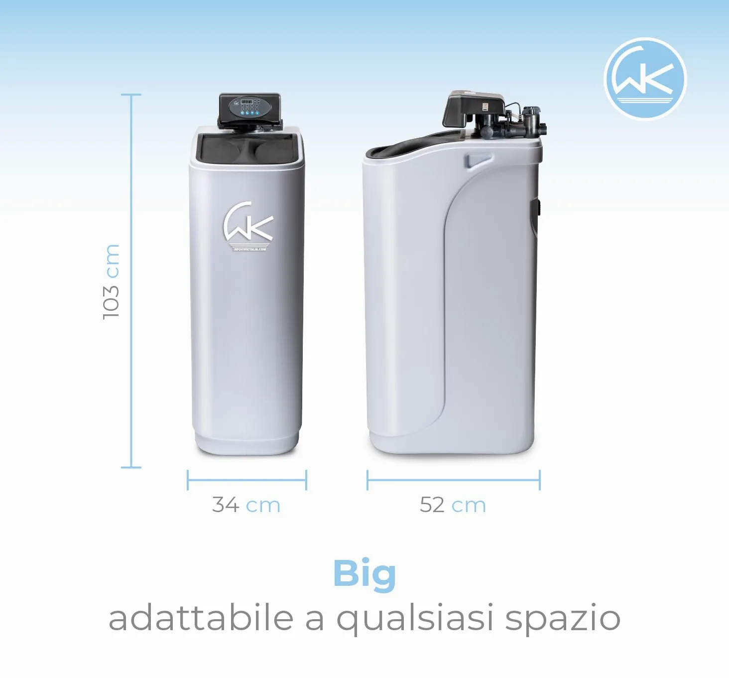 WK - Addolcitore d'Acqua domestico New Octopus Big, Sistema di Filtraggio per Acqua Dolce, Design Compatto e Portata di 5000 Litri, Ideale per Famiglie Numerose