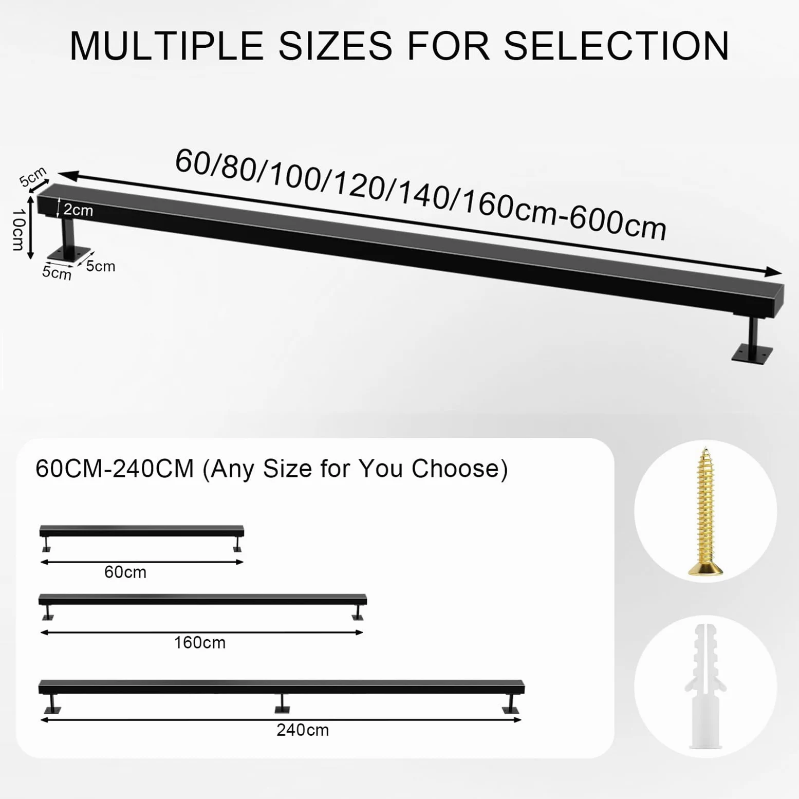 Passamano per Scale Interne, Corrimano Nero in Metallo, Combinati Liberamente, Ringhiera per Scale Interne per Scale, Soffitta, Villa, 300cm