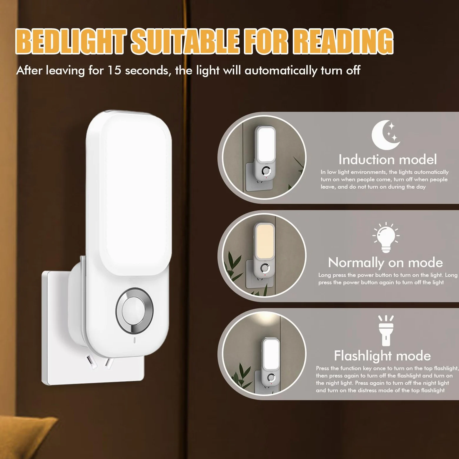 PORFOYO 2 pezzi luce notturna, presa notturna, presa di corrente, 4 in 1, torcia a induzione, luci notturne con sensore di movimento, luci a LED, luce di emergenza per interni ed esterni