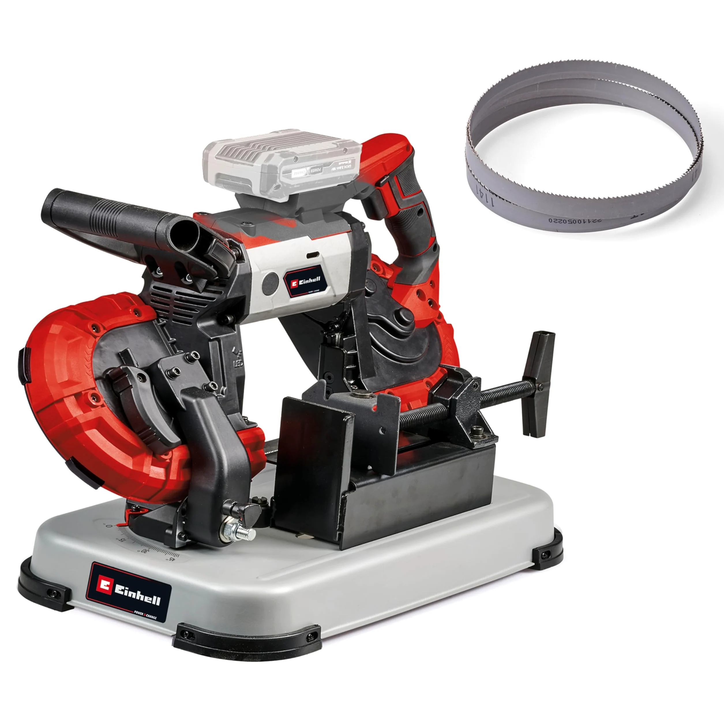 Einhell Sega a nastro per metallo a batteria TE-MB 18/127 U Li-Solo Power X-Change (18 V, altezza di taglio 115 mm, larghezza di taglio 127 mm, telaio inferiore, incl. 2 lame a nastro, senza batteria)