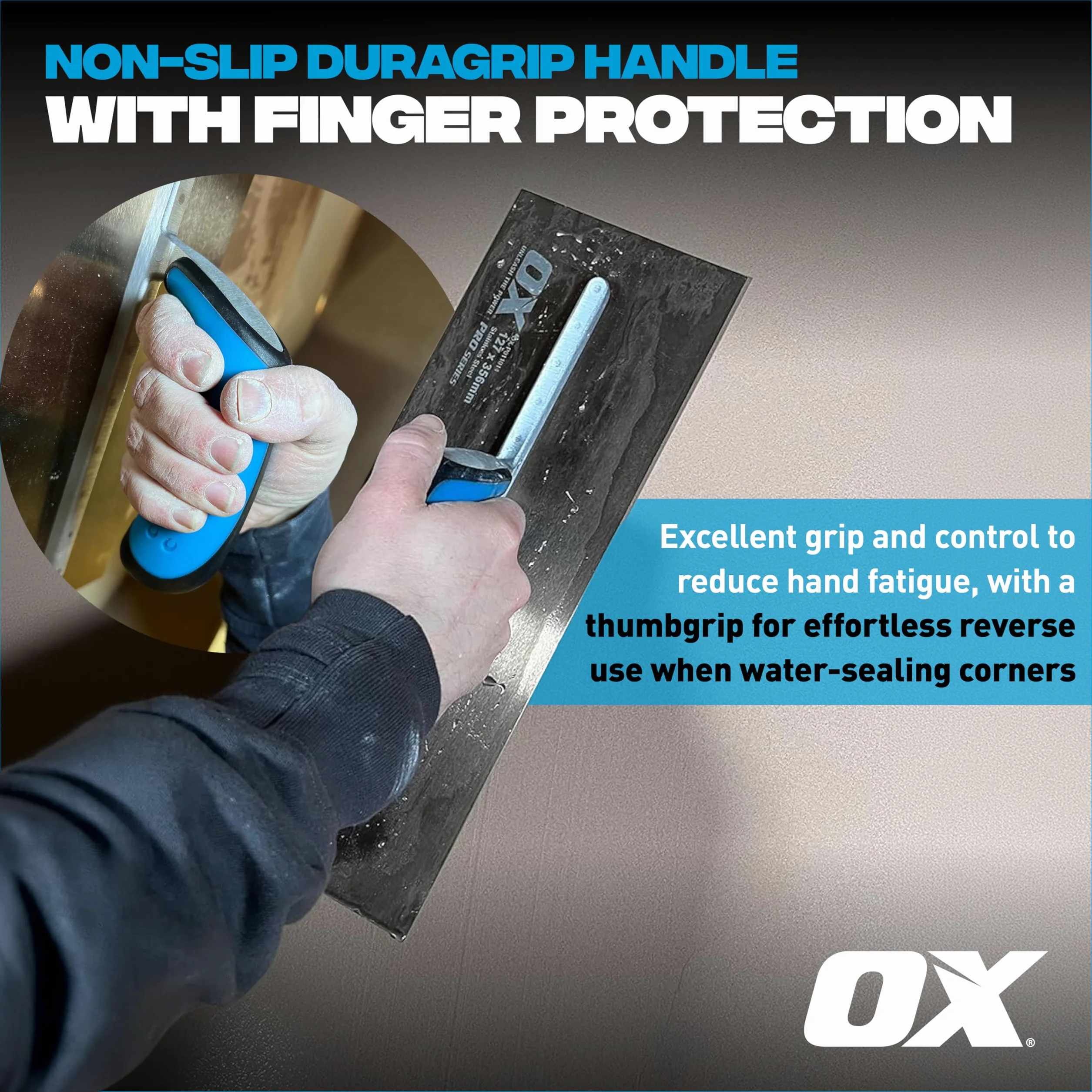 OX Pro - Cazzuola in acciaio INOX per intonacatori, 127 x 356 mm